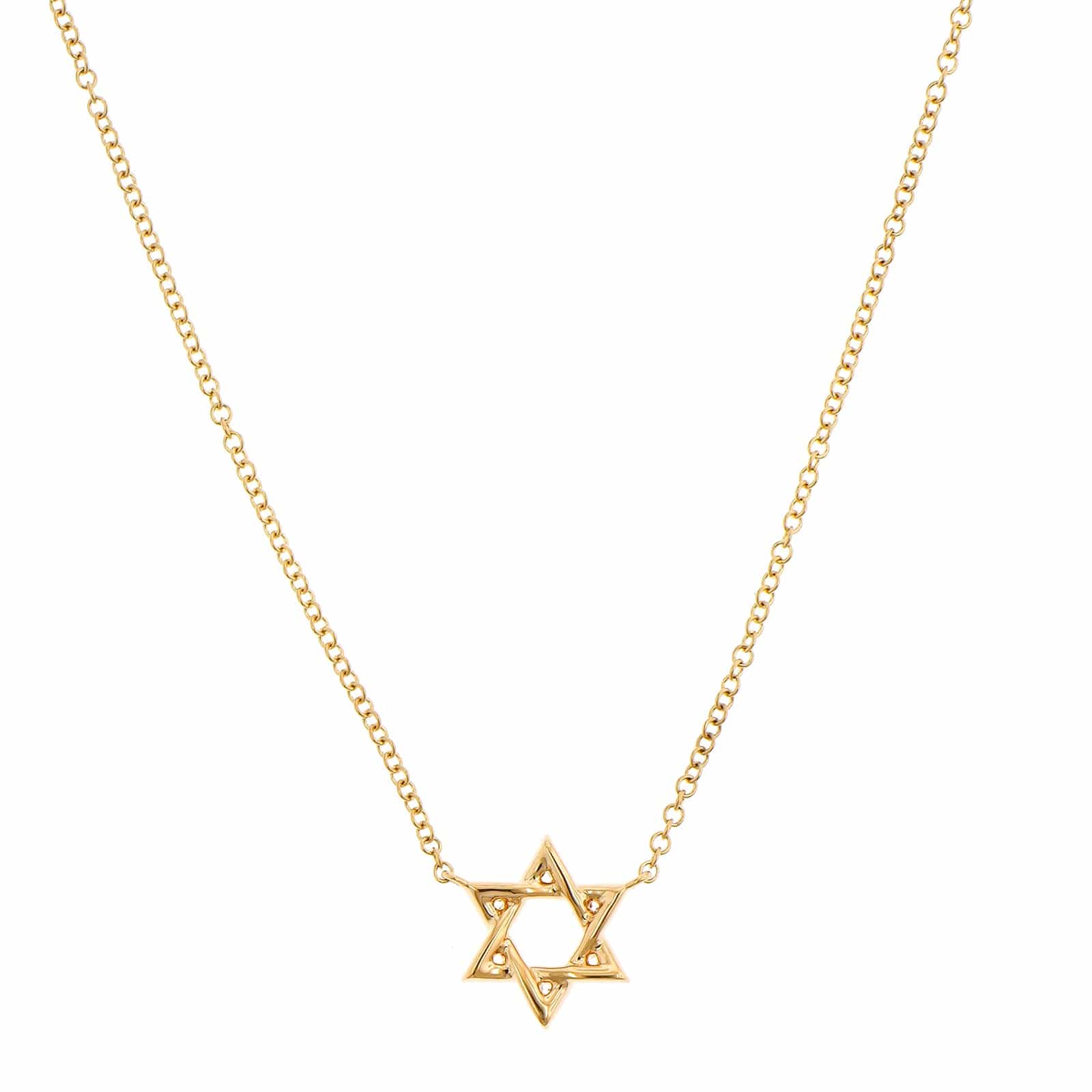 14K Yellow Gold Small Pave Diamond Star of David Pendant Necklace - Image 2