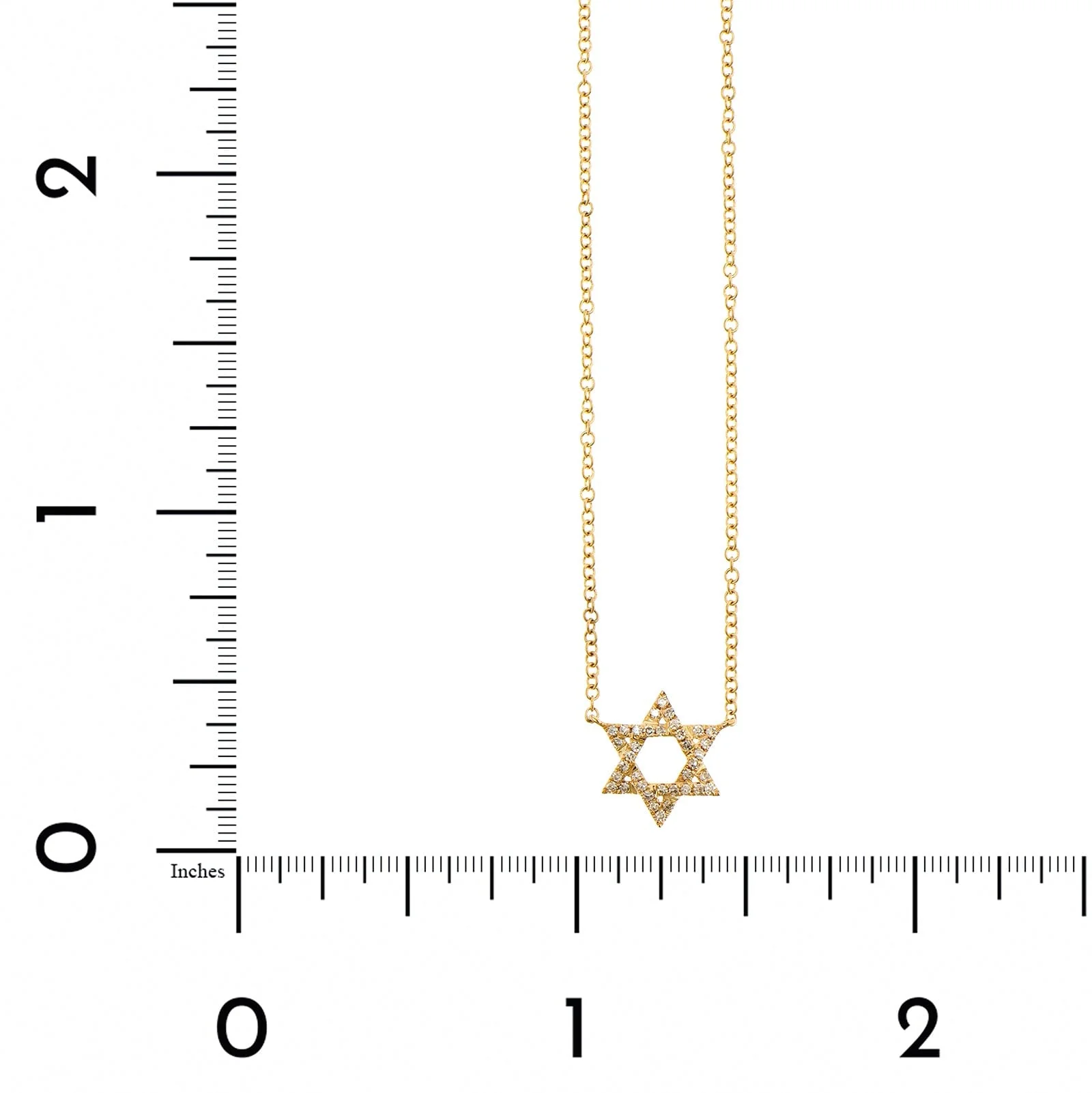 14K Yellow Gold Small Pave Diamond Star of David Pendant Necklace - Image 4