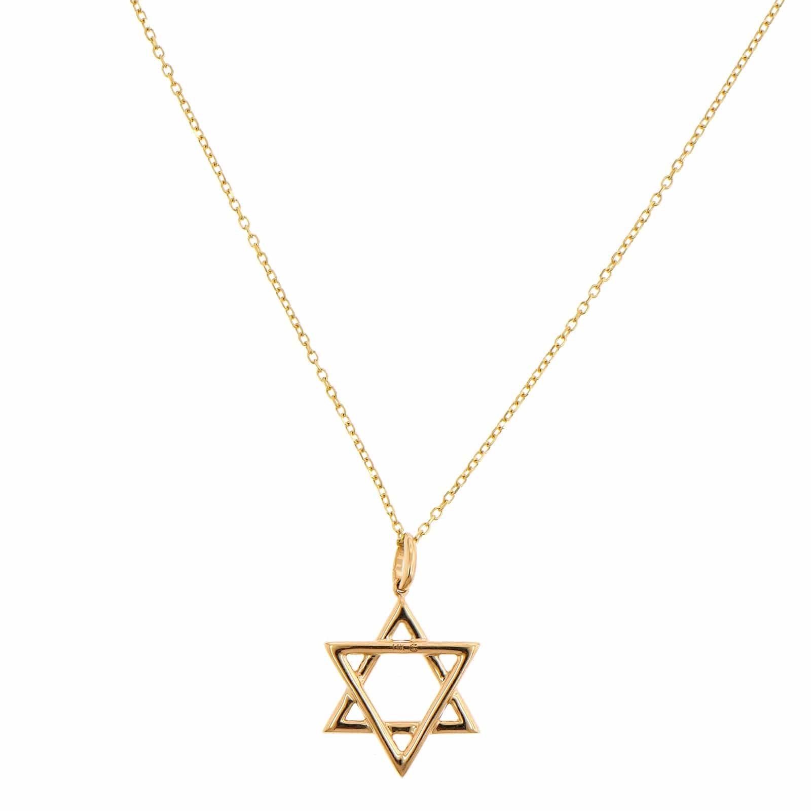 14K Yellow Gold Pave Diamond Star of David Pendant Necklace - Image 2