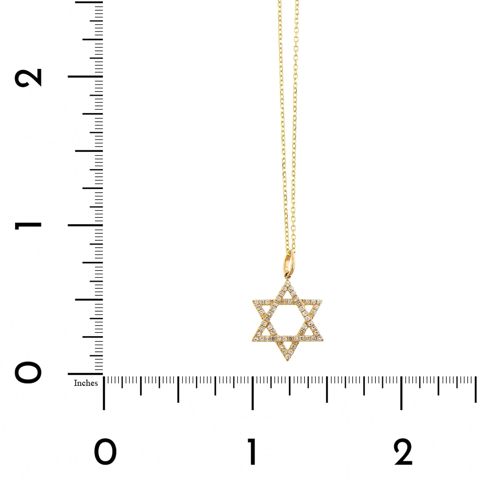 14K Yellow Gold Pave Diamond Star of David Pendant Necklace - Image 4