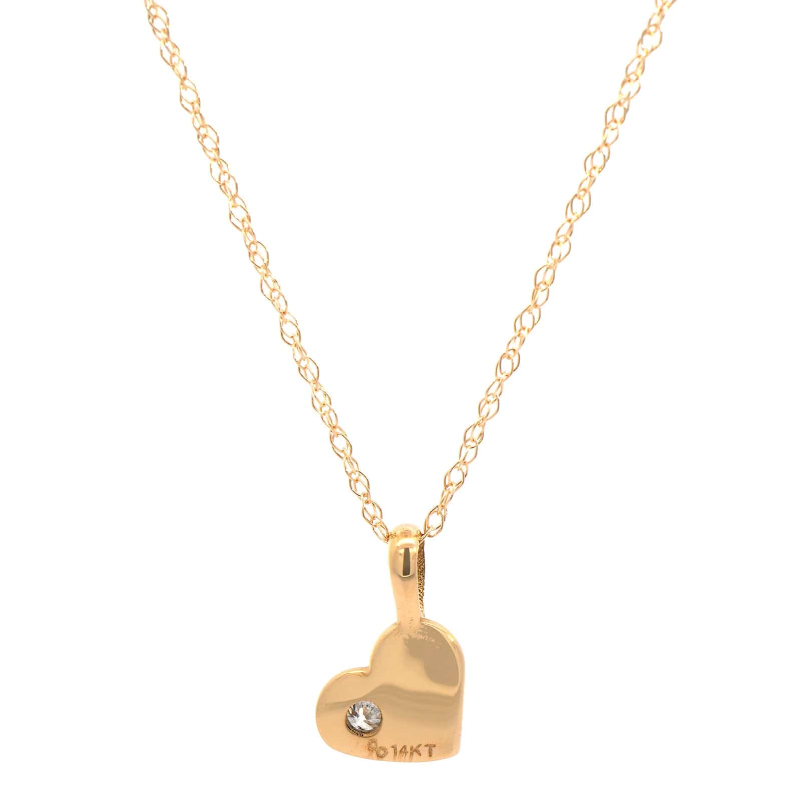 14K Yellow Gold Heart Shaped Diamond Pendant Necklace - Image 2