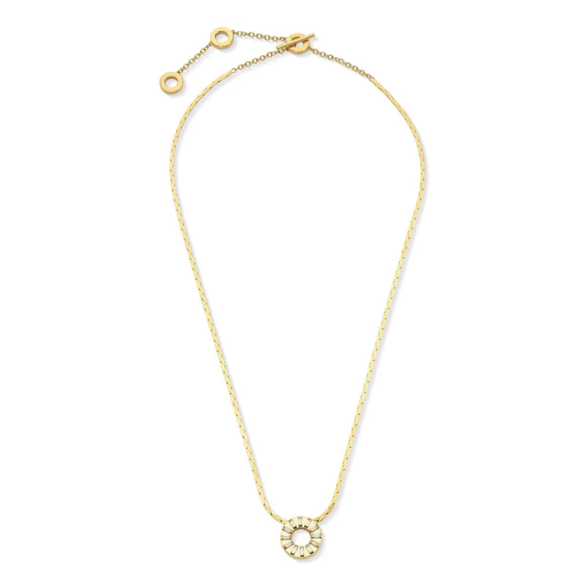 CADAR 18K Yellow Gold Circle Pendant Diamond Necklace - Image 2