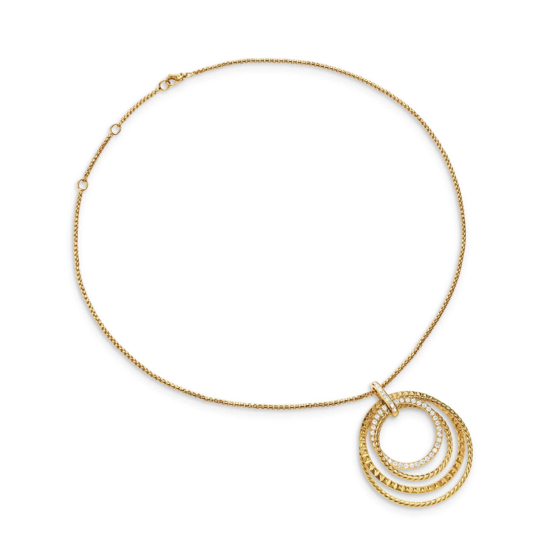 Crossover Trio Pendant Necklace 18K Yellow Gold with Diamonds, 39.5mm - Image 2