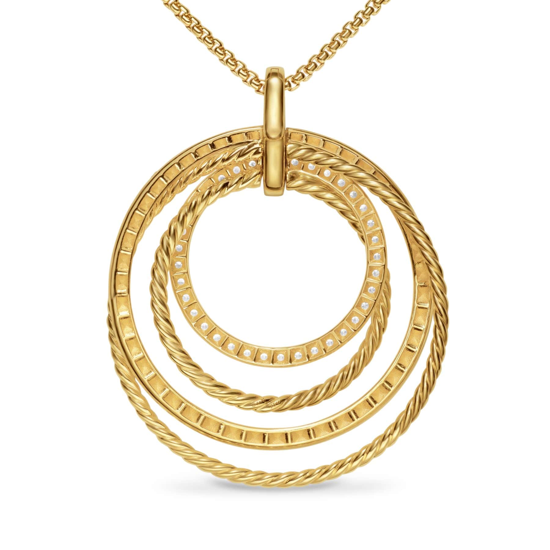 Crossover Trio Pendant Necklace 18K Yellow Gold with Diamonds, 39.5mm - Image 3