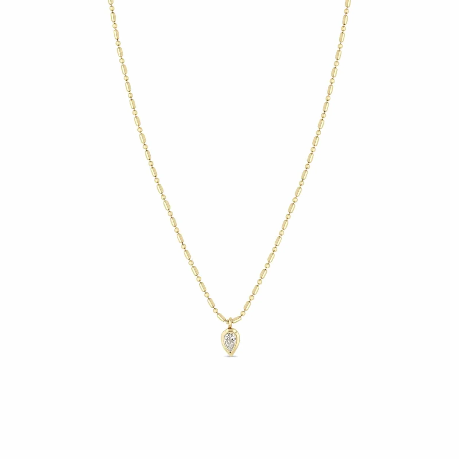 Zoe Chicco 14K Yellow Gold Tube and Bead Chain Necklace with Diamond Pendant