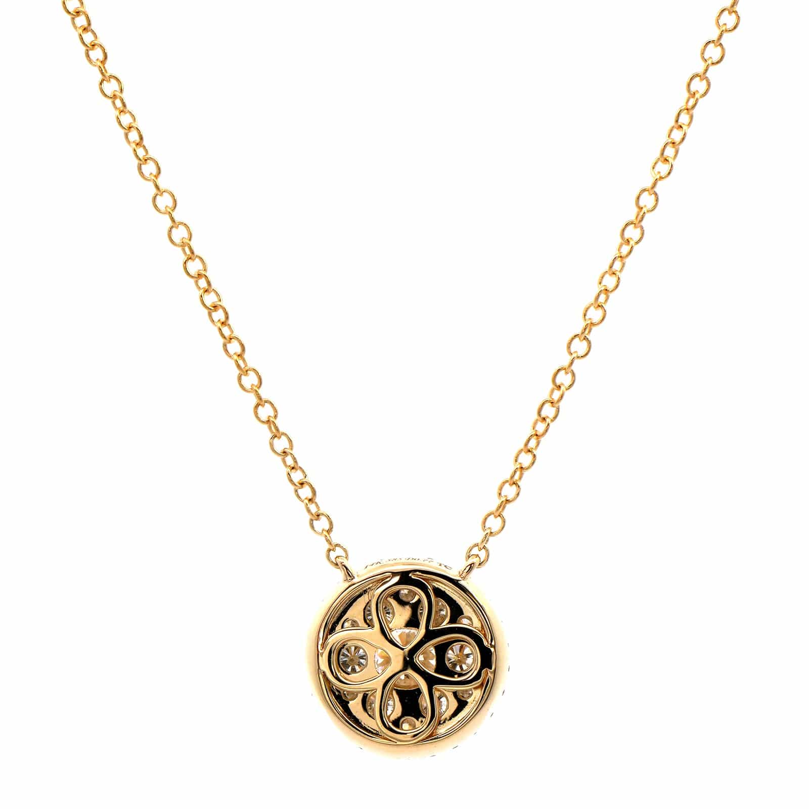 14K Yellow Gold Diamond Cluster Necklace - Image 2