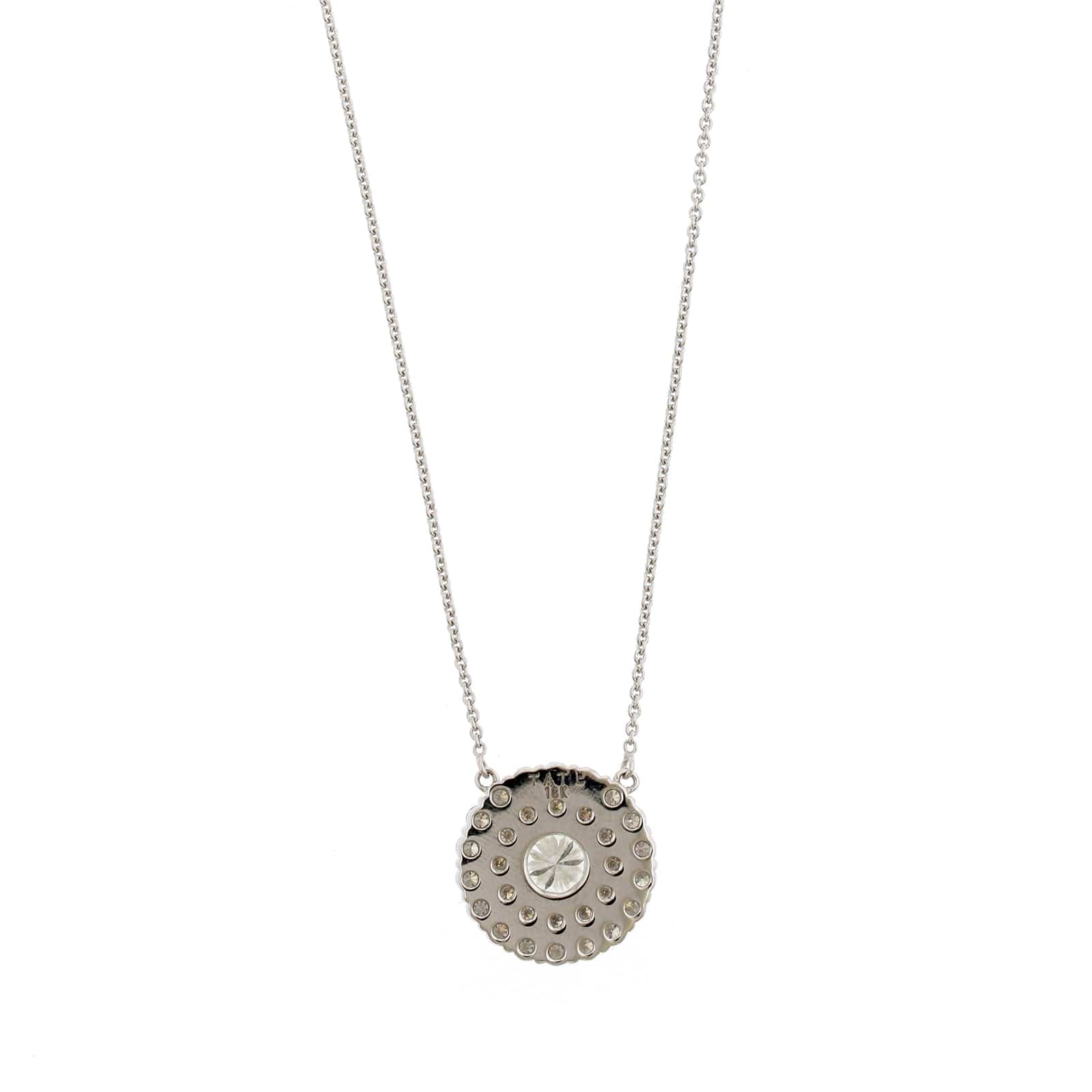 18K White Gold Diamond Cluster Pendant Necklace - Image 2