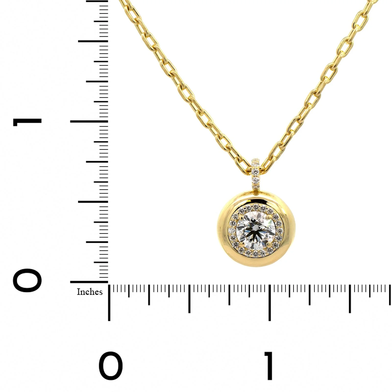 18K Yellow Gold Bezel Round Diamond Pendant Necklace - Image 4