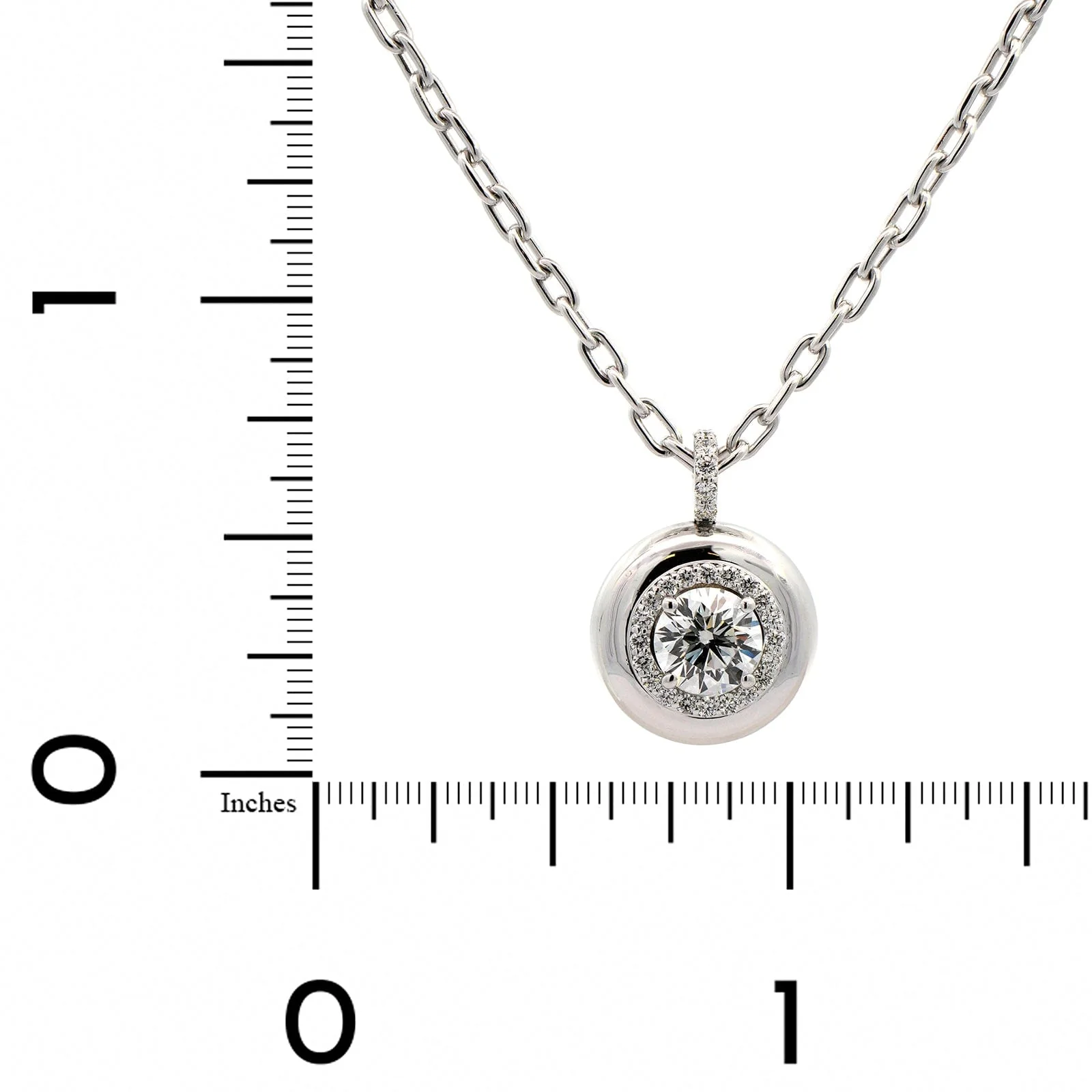 18K White Gold Bezel Round Diamond Pendant Necklace - Image 4