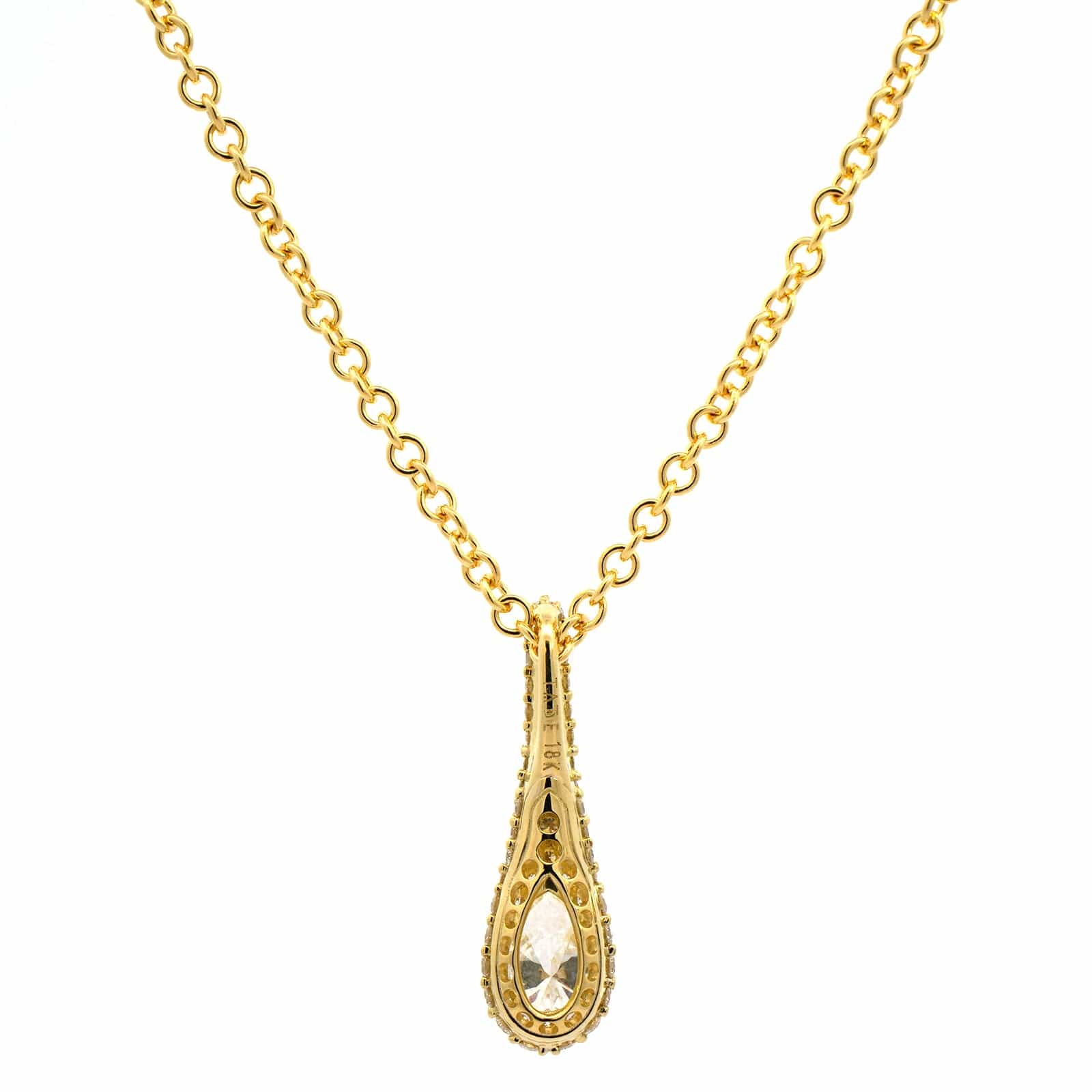 18K Yellow Gold Pave Diamond Pendant Necklace - Image 2