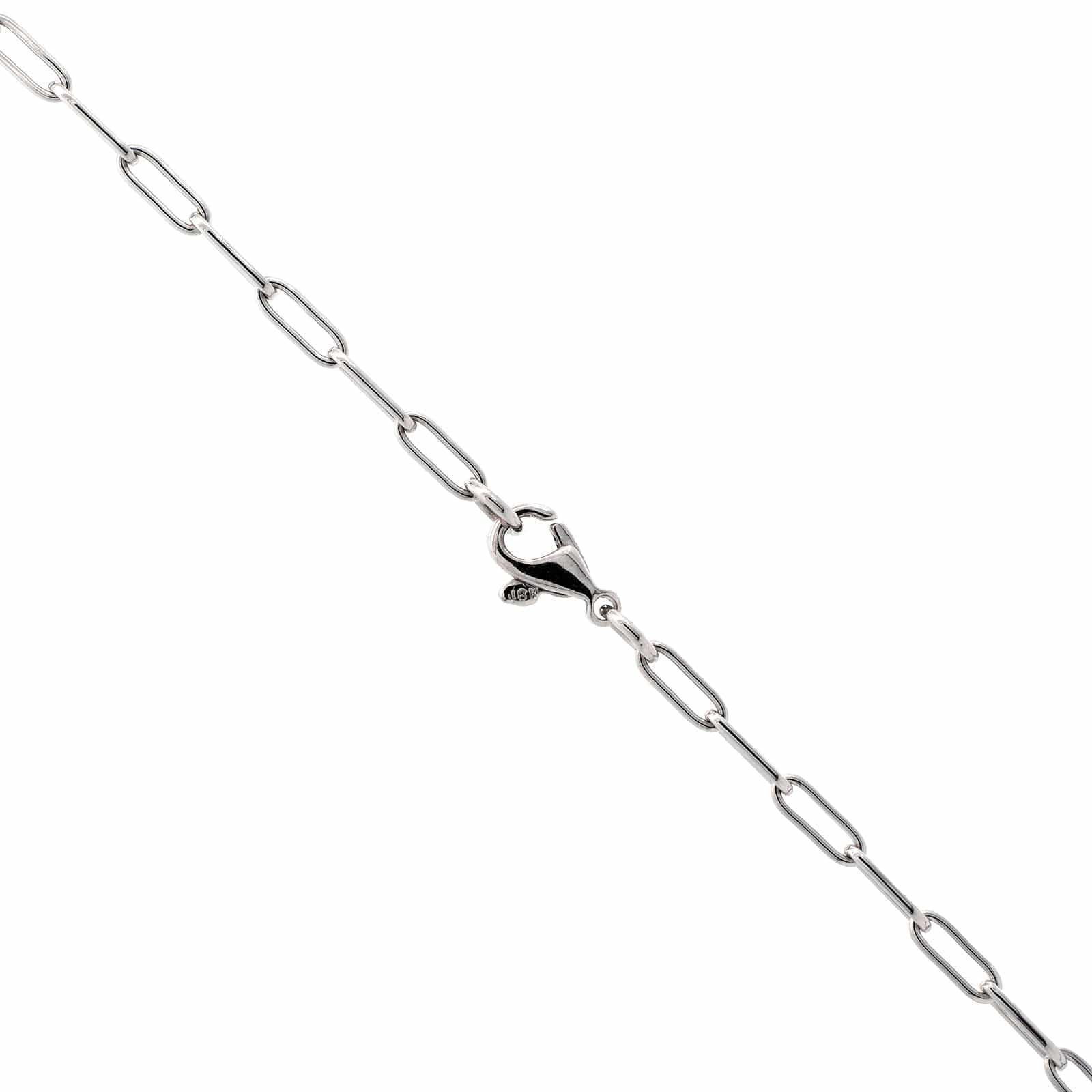 18K White Gold Round Diamond Paperclip Chain Necklace - Image 3
