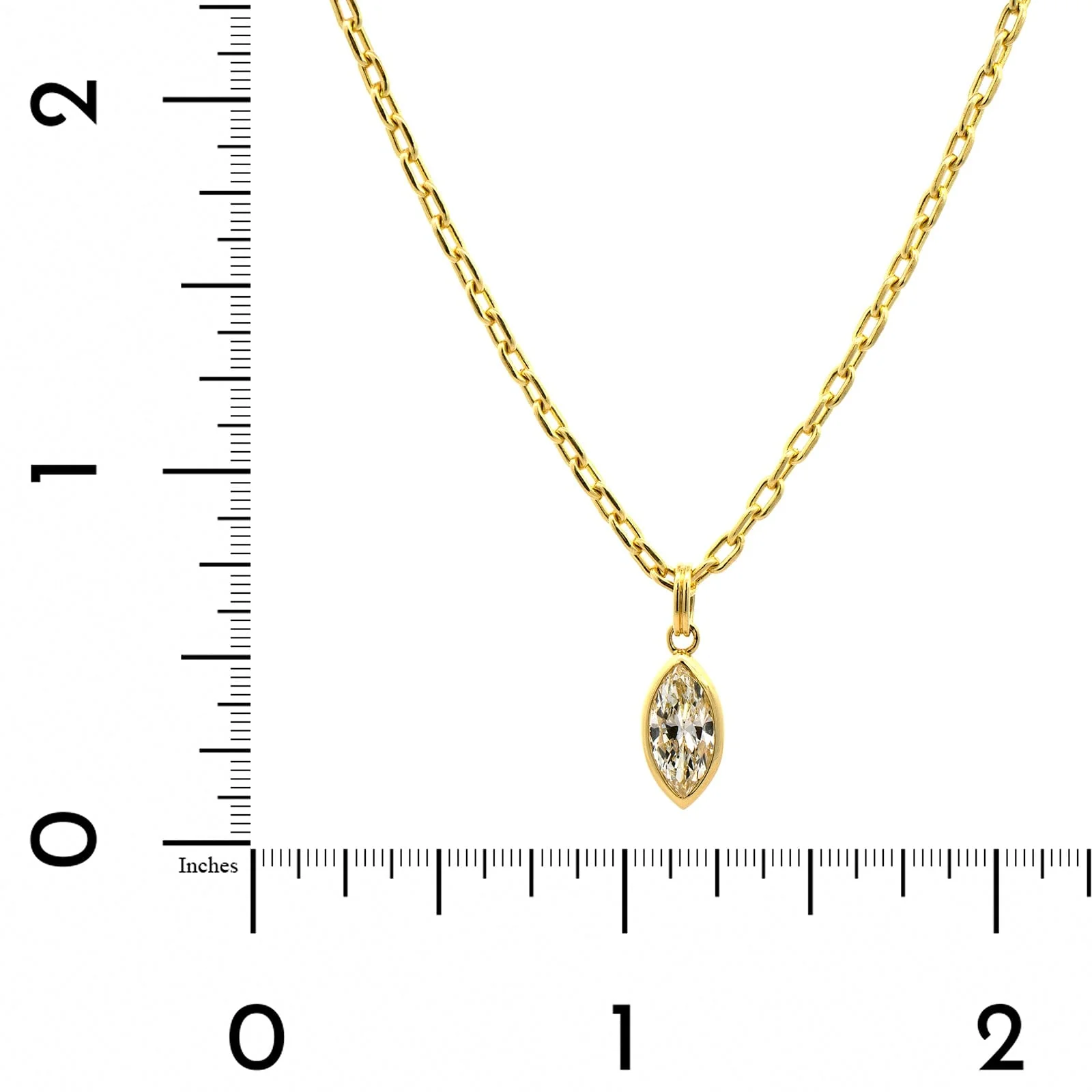 18K Yellow Gold Marquise Cut Diamond Pendant Necklace - Image 4