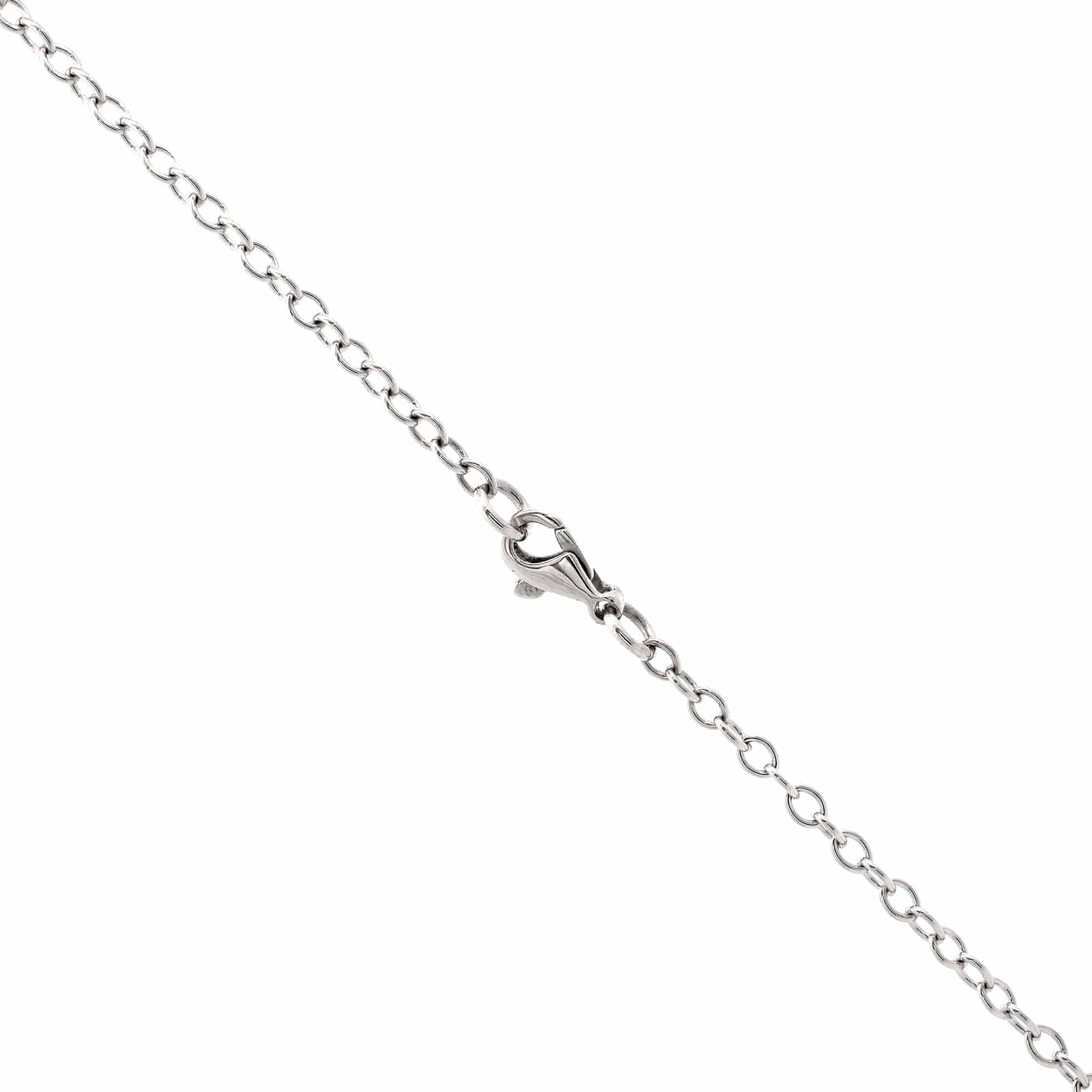 18K White Gold Oval Diamond Pendant Necklace - Image 3