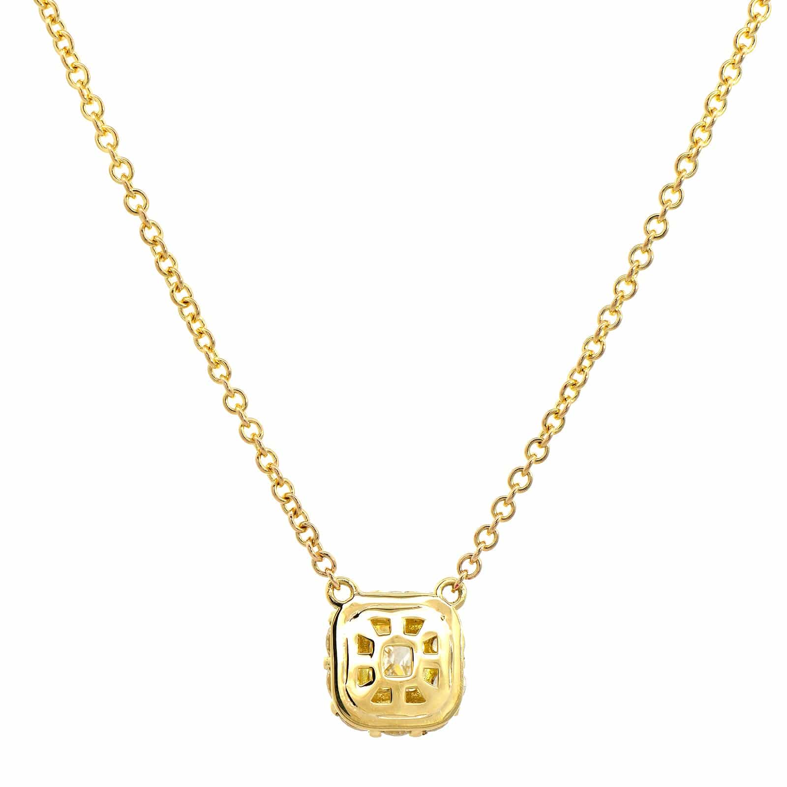 18K Yellow Gold Princess Cut Diamond Pendant Necklace - Image 2