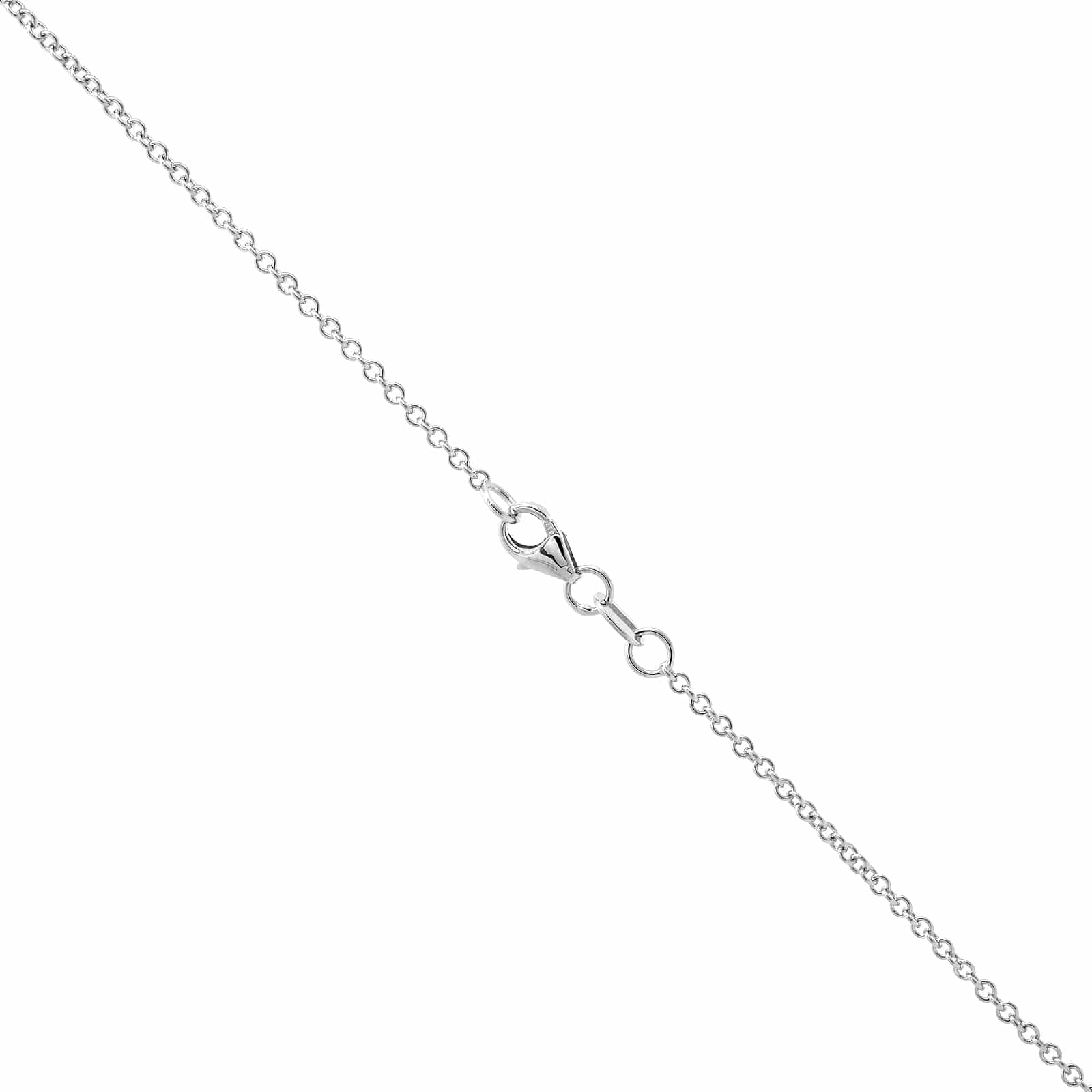 18K White Gold Oval Diamond Pendant Necklace - Image 3