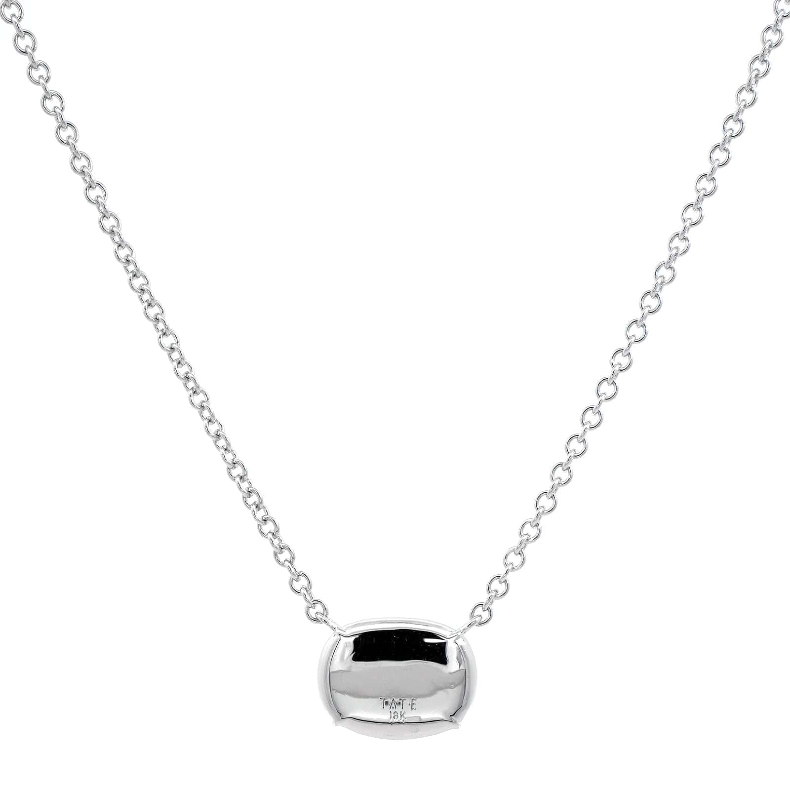 18K White Gold Oval Diamond Pendant Necklace - Image 2