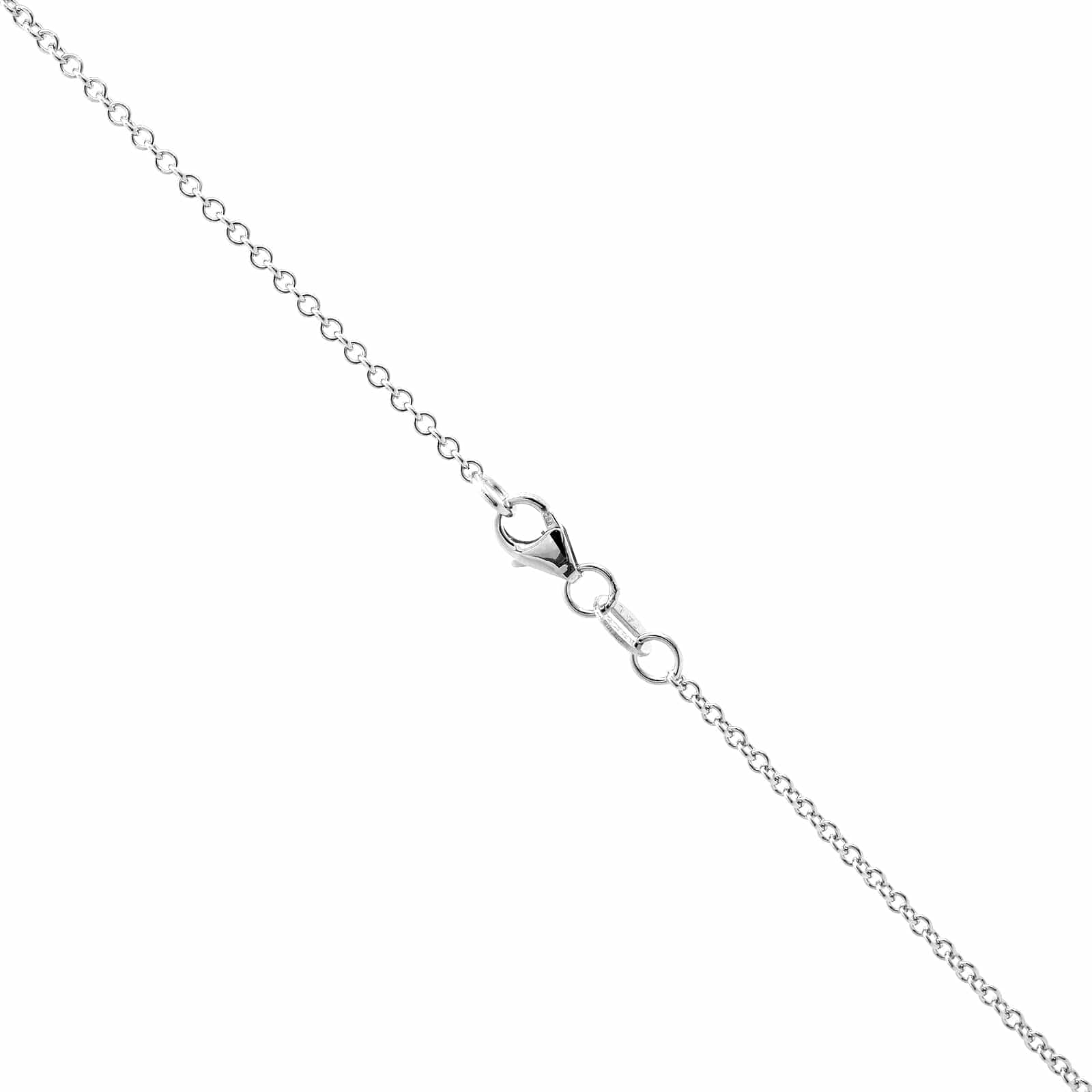 18K White Gold Oval Diamond Pendant Necklace - Image 3