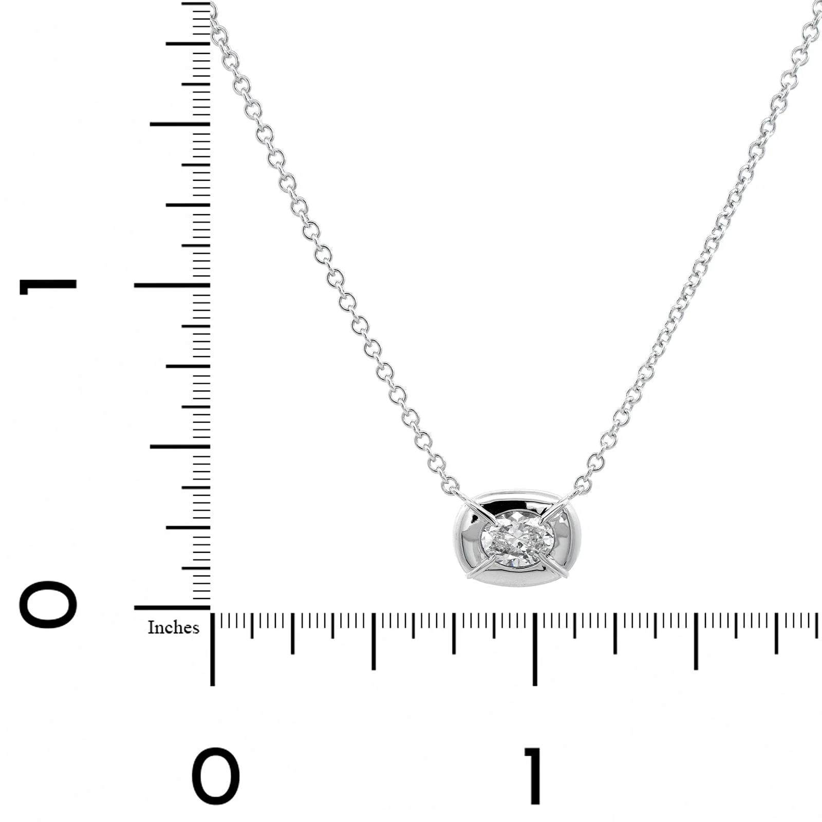 18K White Gold Oval Diamond Pendant Necklace - Image 4