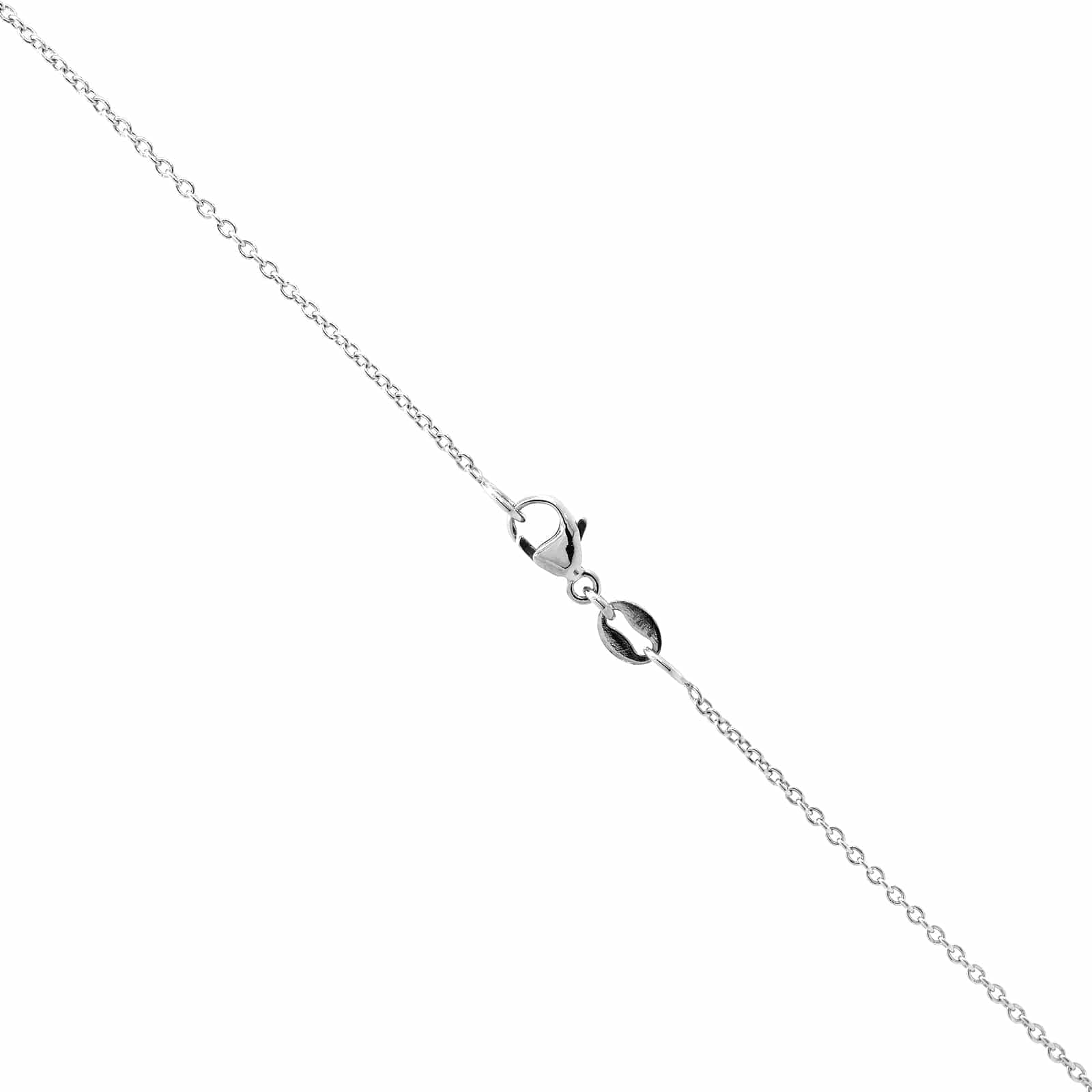 18K White Gold Bezel Set Oval Diamond Pendant Necklace - Image 3