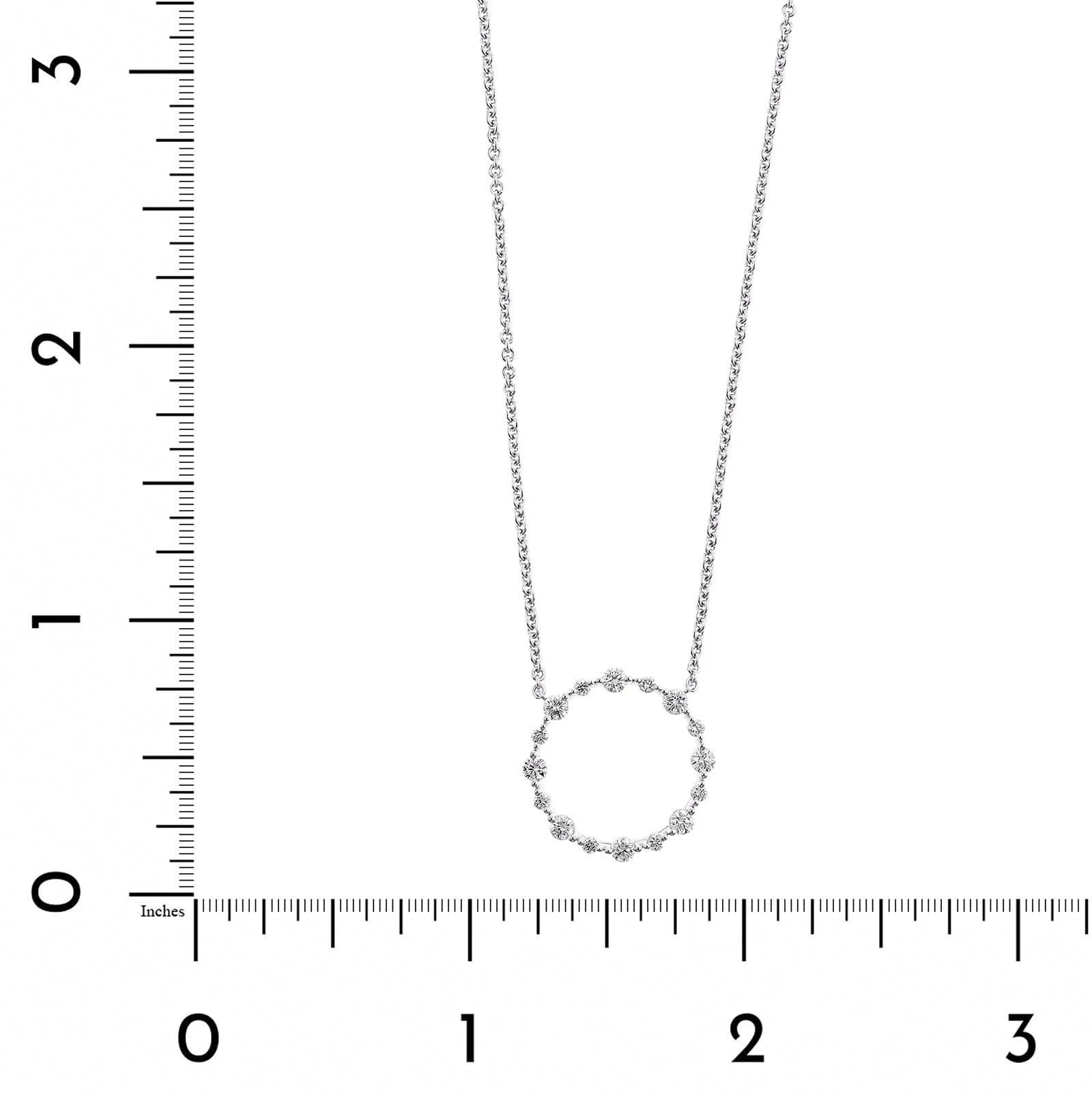 14K White Gold Single Prong Diamond Circle Pendant Necklace - Image 4