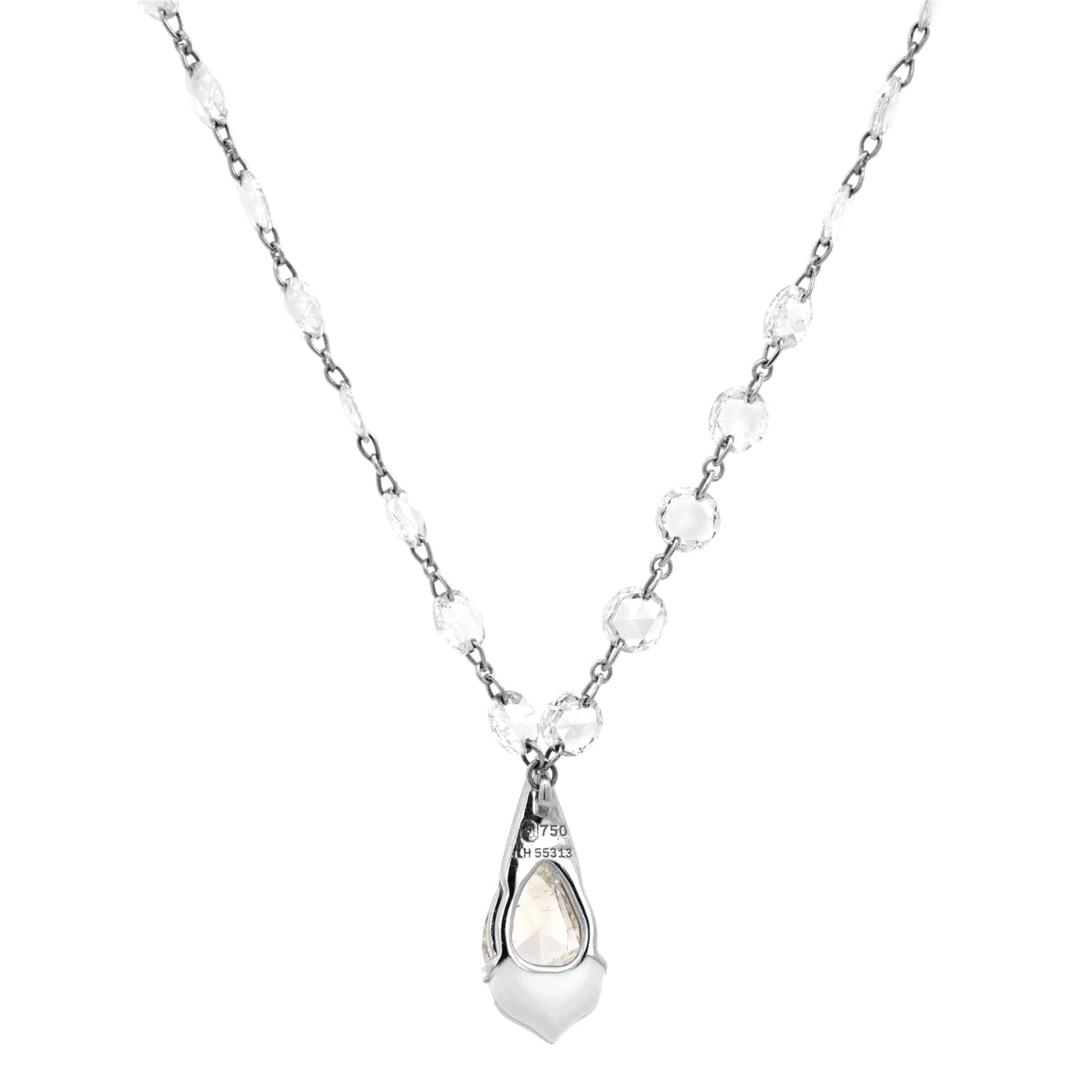 Etho Maria 18K White Gold Rose Cut Diamond Pendant Necklace - Image 2
