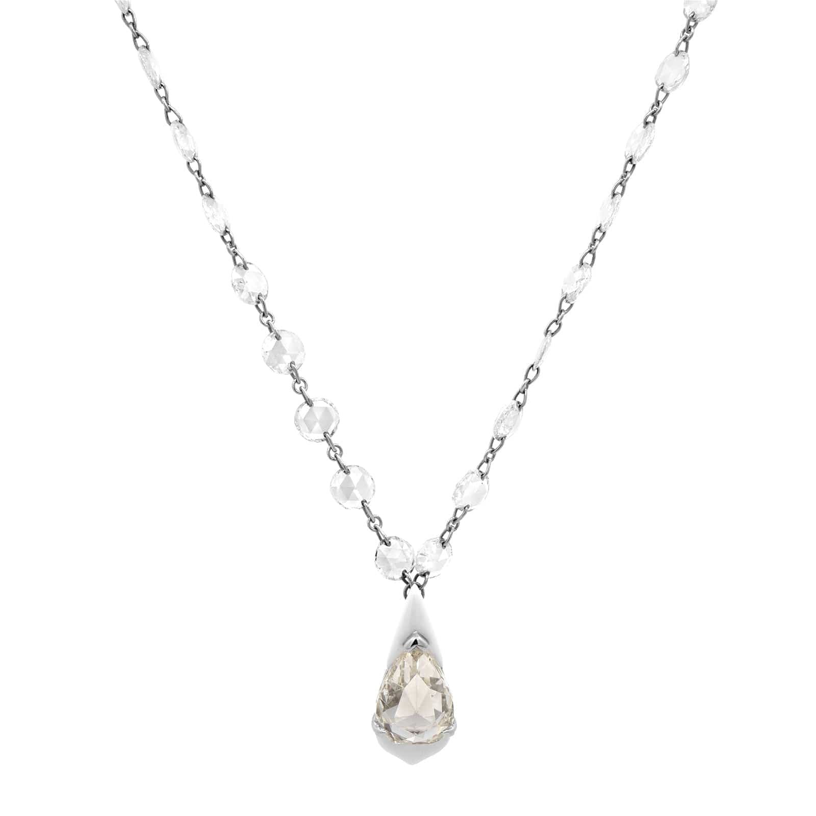 Etho Maria 18K White Gold Rose Cut Diamond Pendant Necklace - Image 5
