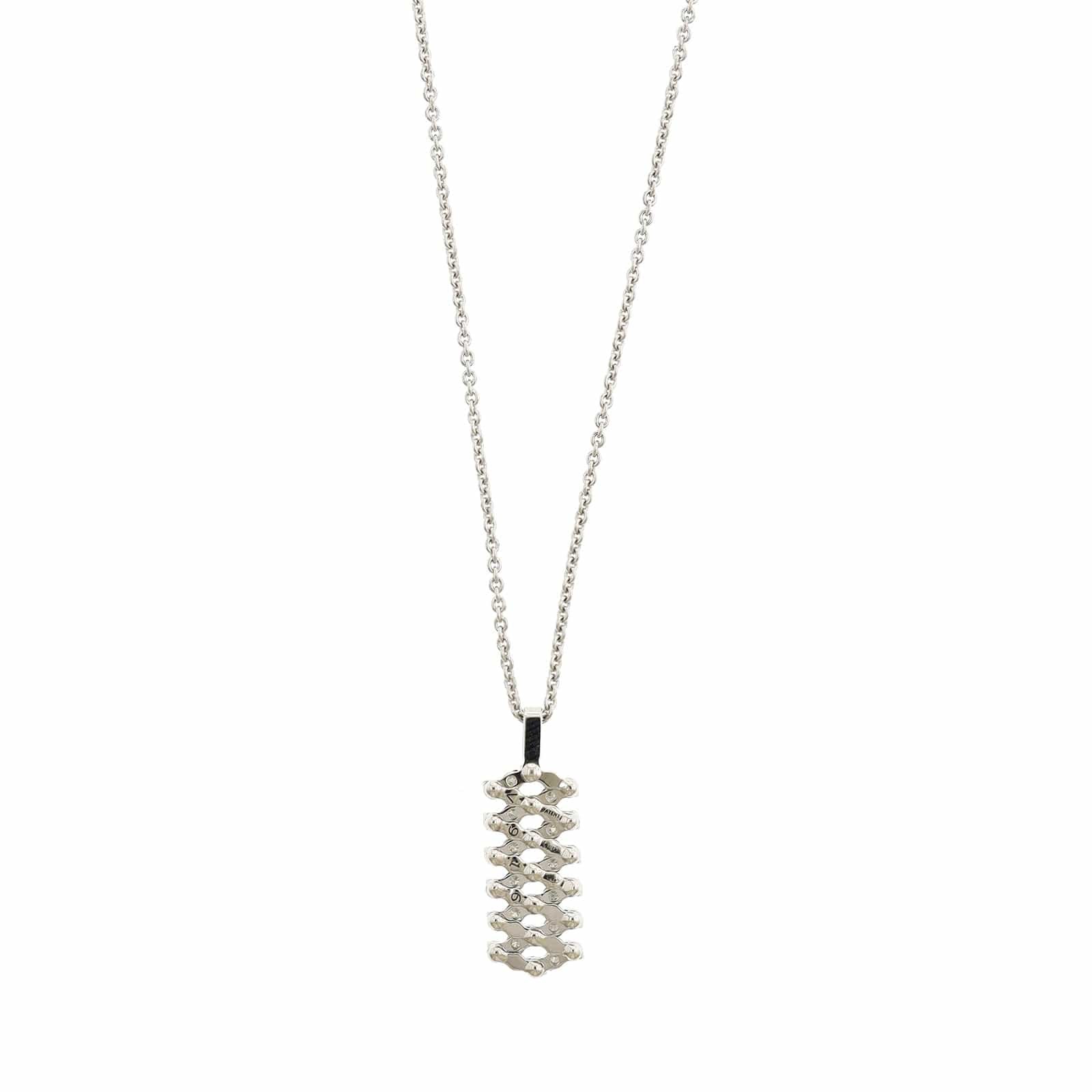 18K White Gold 5 Row Adjustable Diamond Pendant Necklace - Image 3