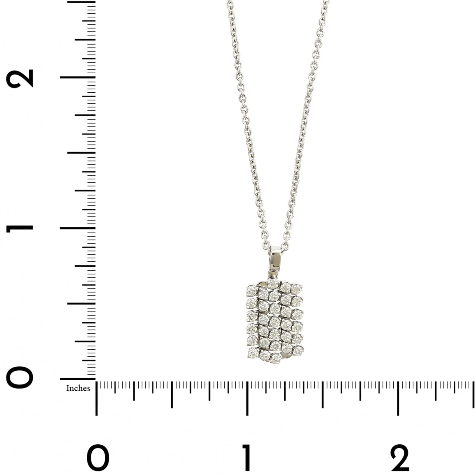 18K White Gold 5 Row Adjustable Diamond Pendant Necklace - Image 5