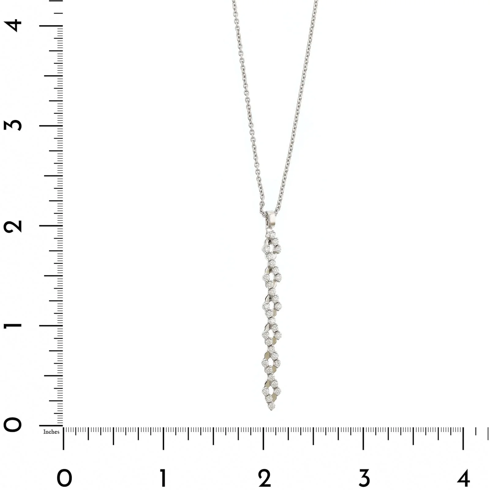 18K White Gold 5 Row Adjustable Diamond Pendant Necklace - Image 6