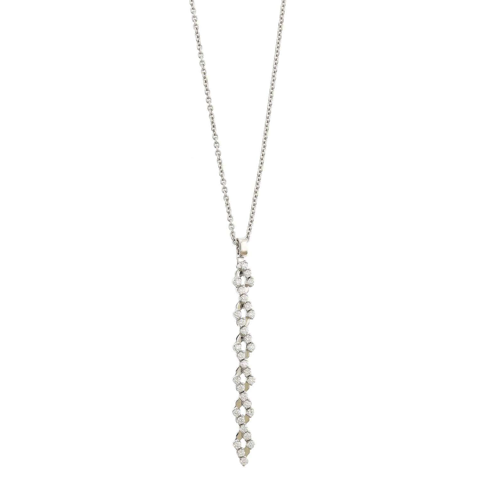 18K White Gold 5 Row Adjustable Diamond Pendant Necklace - Image 7
