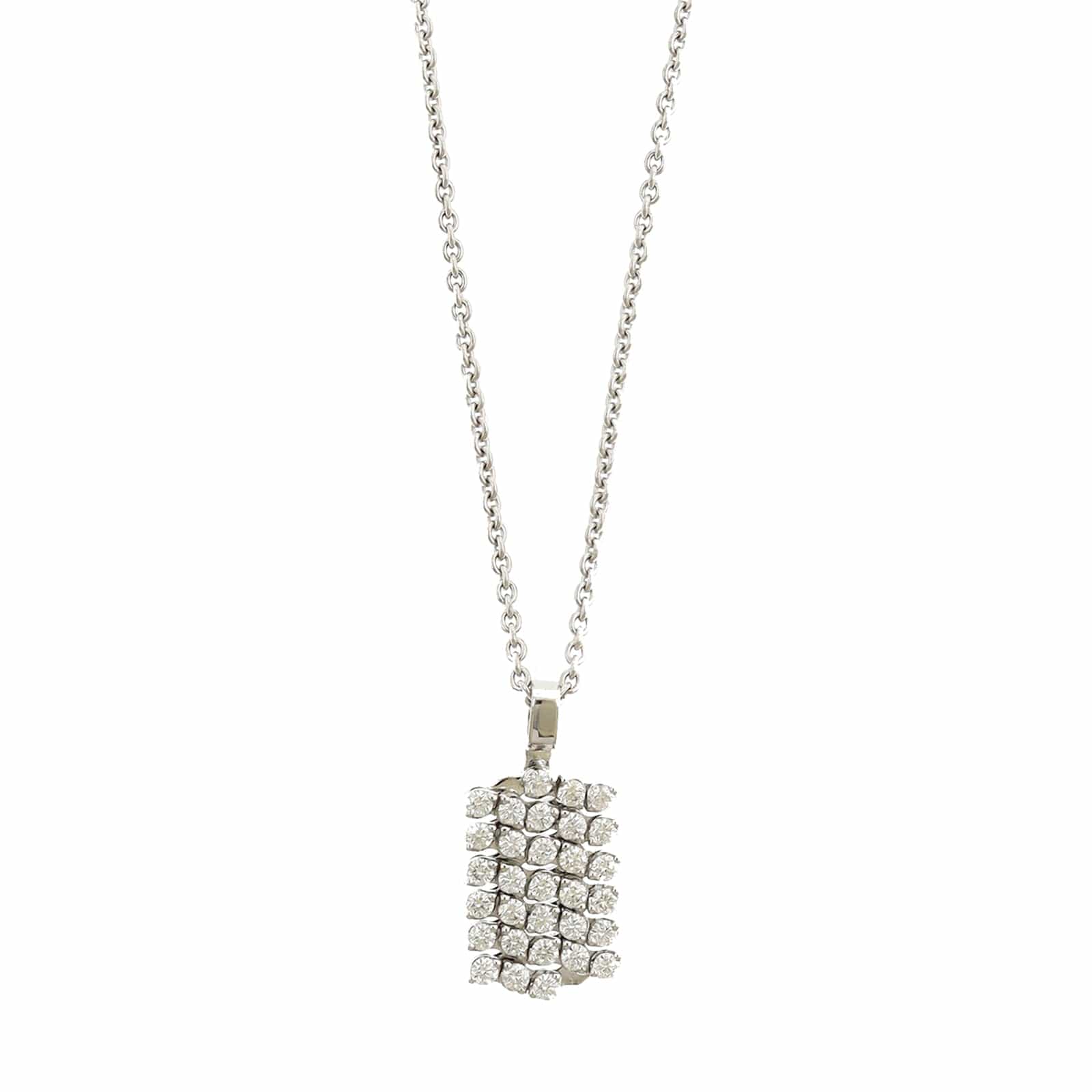 18K White Gold 5 Row Adjustable Diamond Pendant Necklace - Image 8