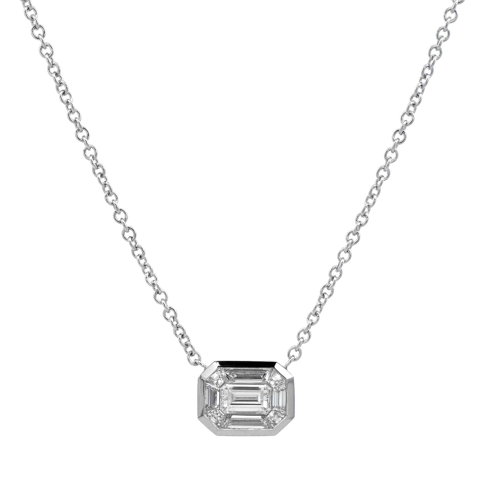 18K White Gold Kaleidoscope Diamond Pendant Necklace - Image 5