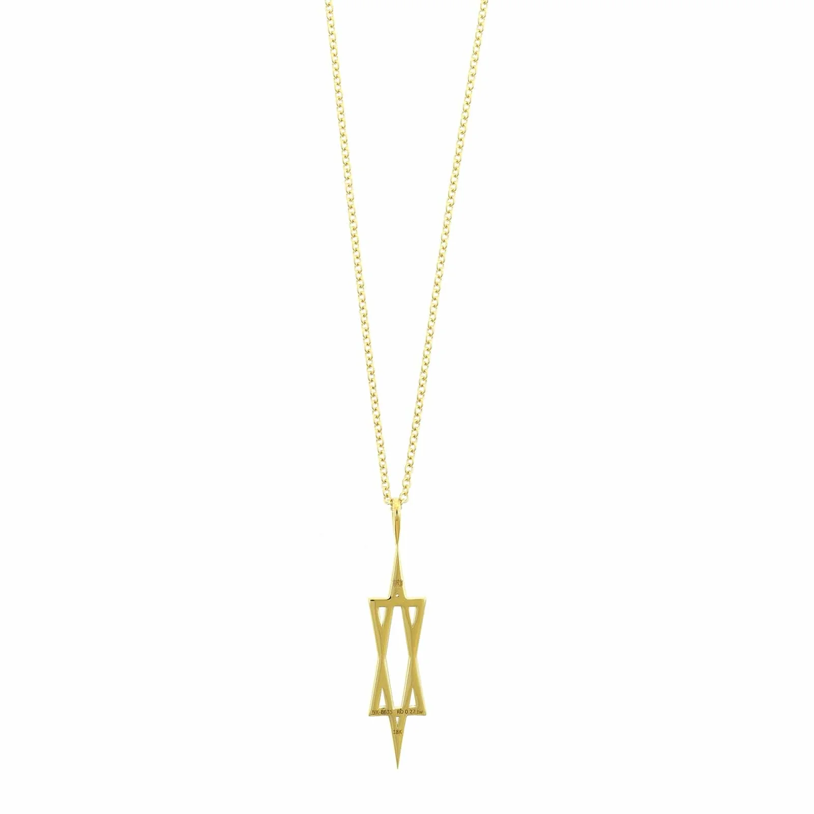18K Yellow Gold Diamond Star of David Pendant Necklace - Image 2