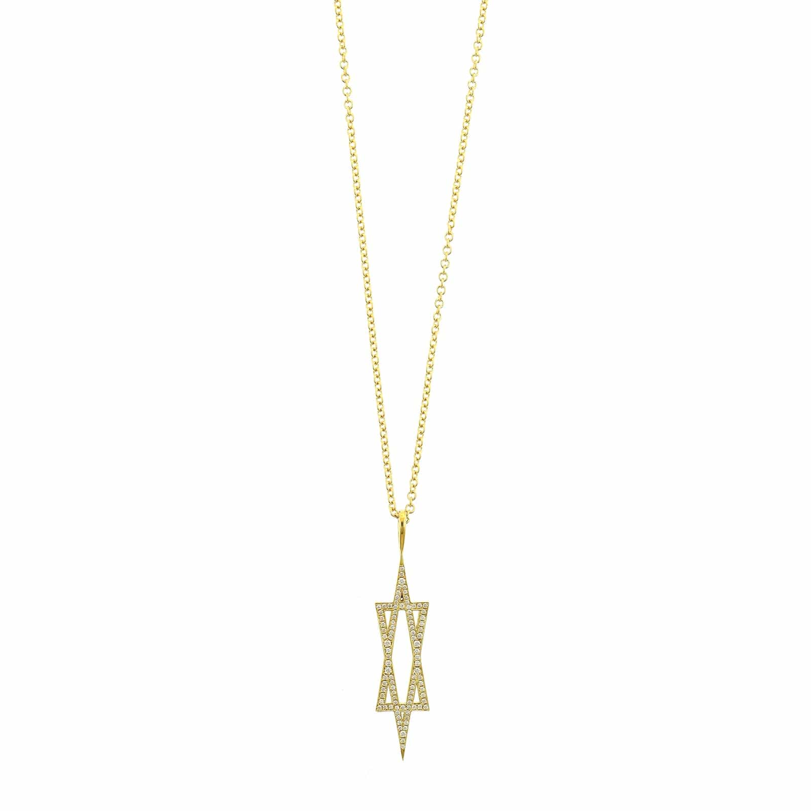 18K Yellow Gold Diamond Star of David Pendant Necklace - Image 5