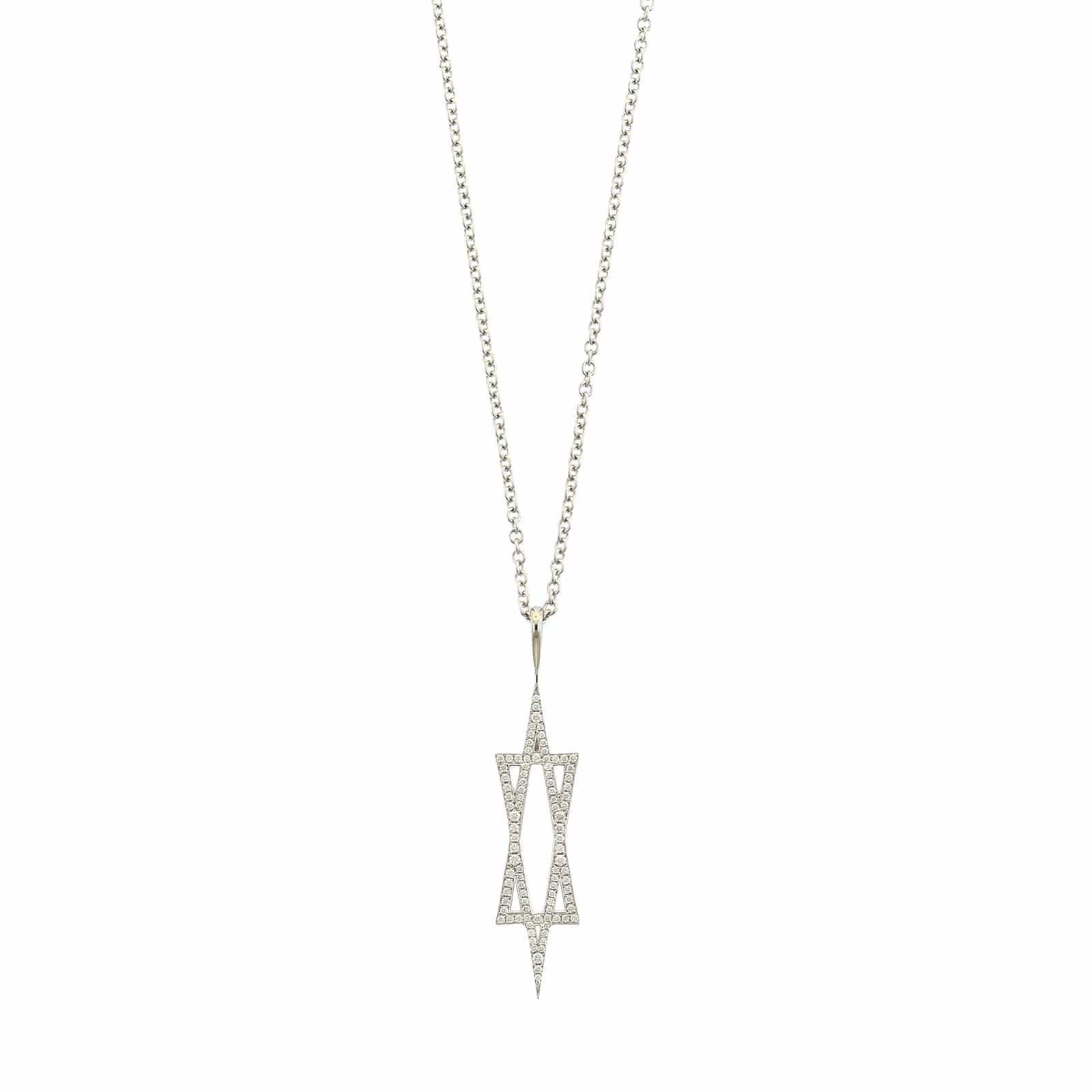 18K White Gold Diamond Star of David Pendant Necklace - Image 5