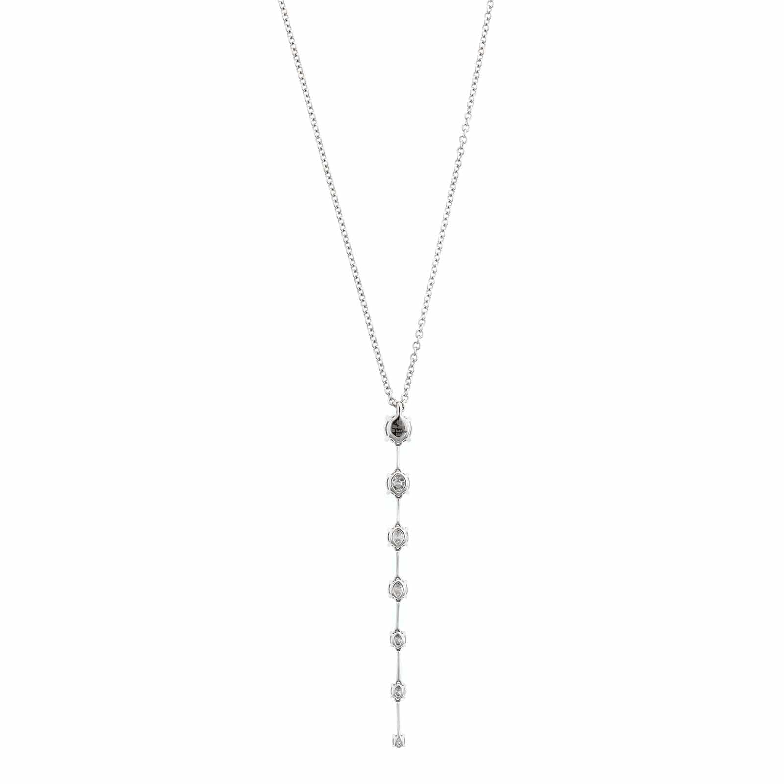 18K White Gold 7 Stone Diamond Pendant Necklace - Image 2