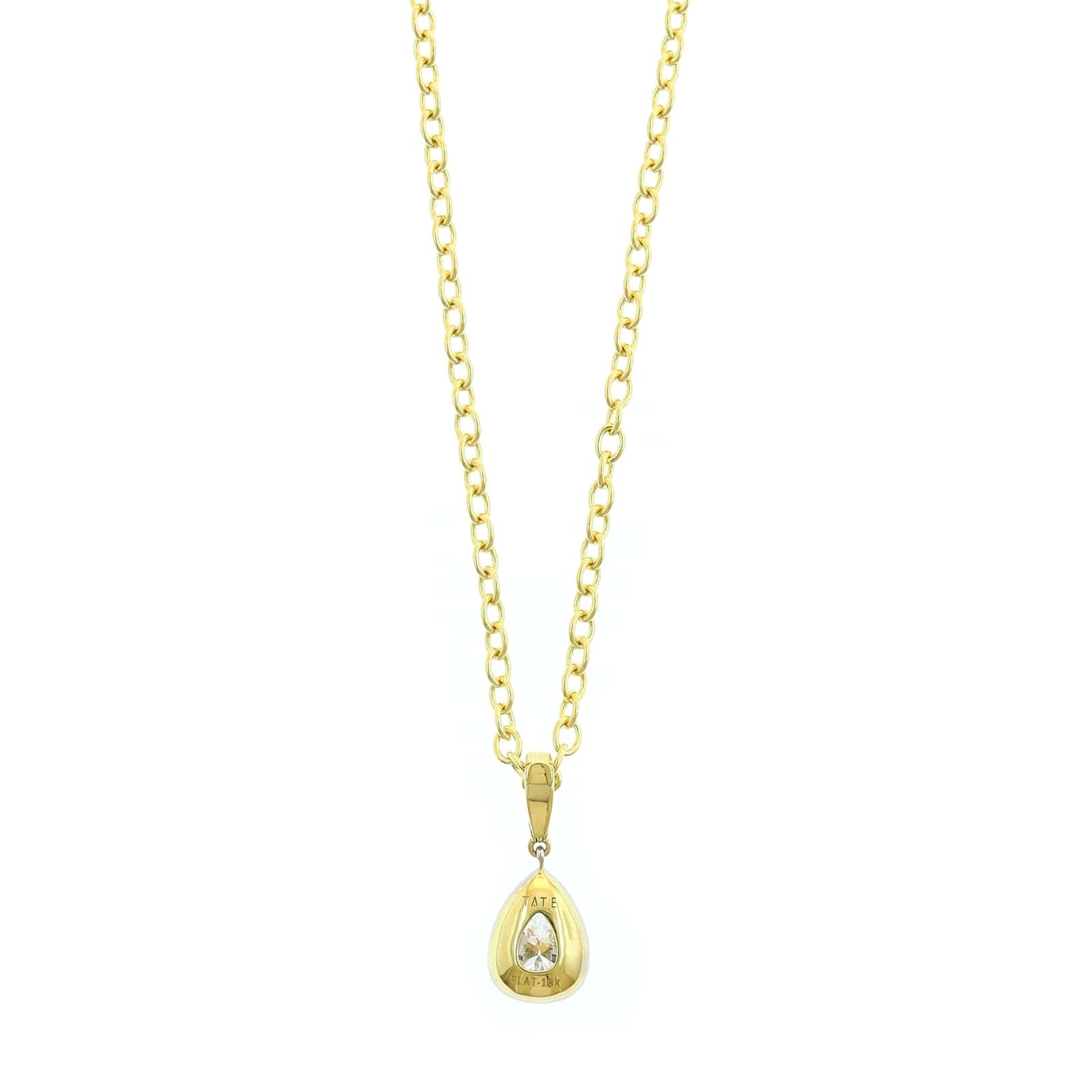 18K Two-Tone Gold Pear Shaped Diamond Pendant Necklace - Image 2