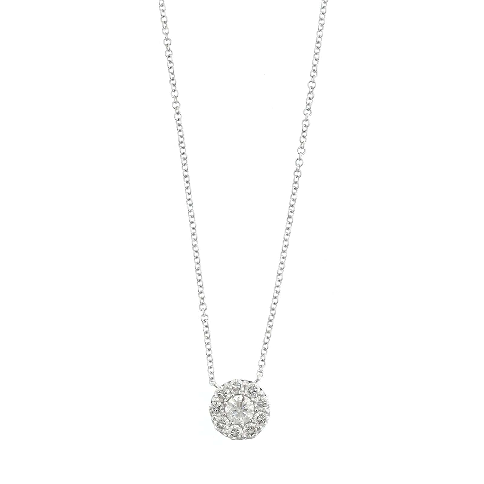 14K White Gold Diamond Cluster Pendant Necklace - Image 5