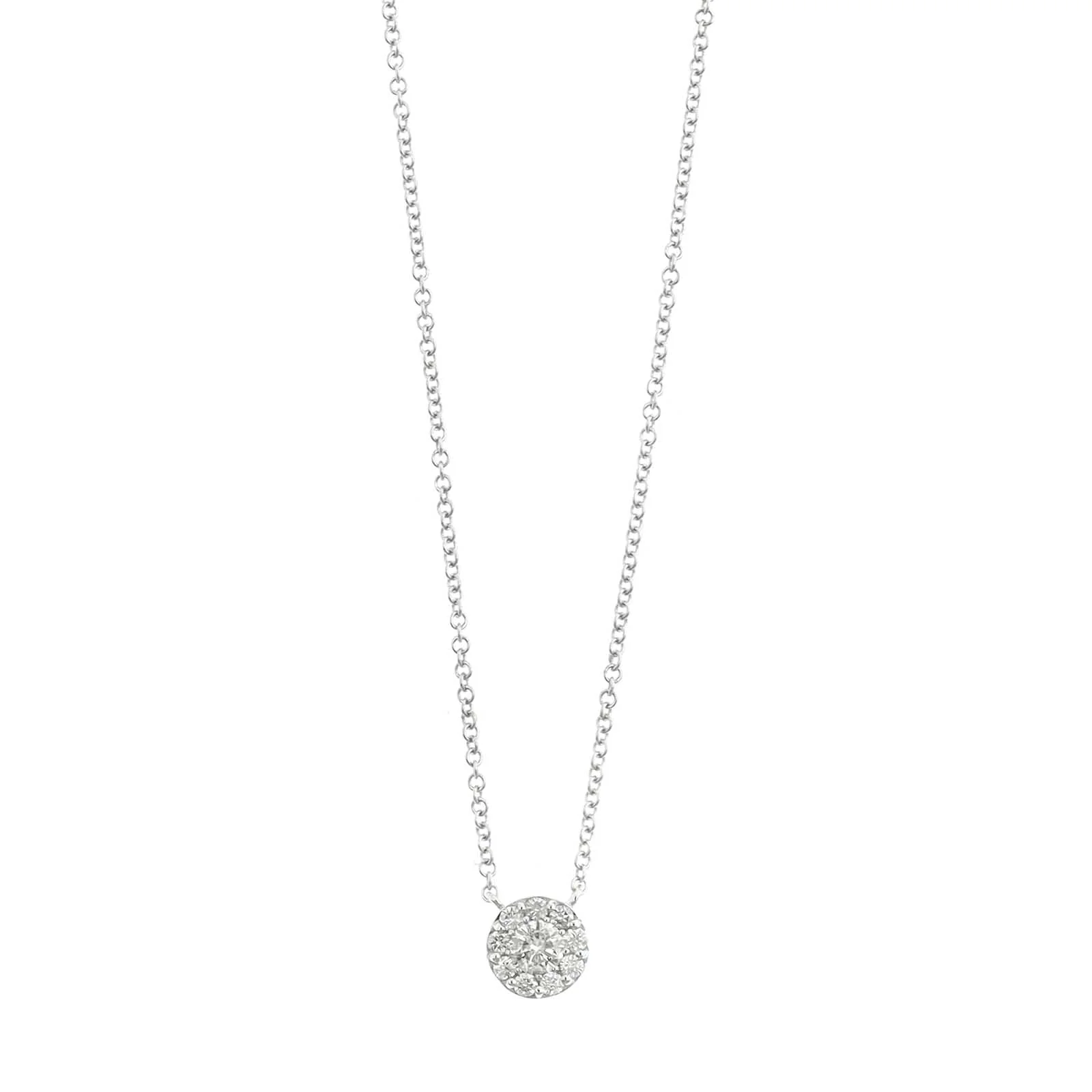 14K White Gold Diamond Cluster Pendant Necklace
