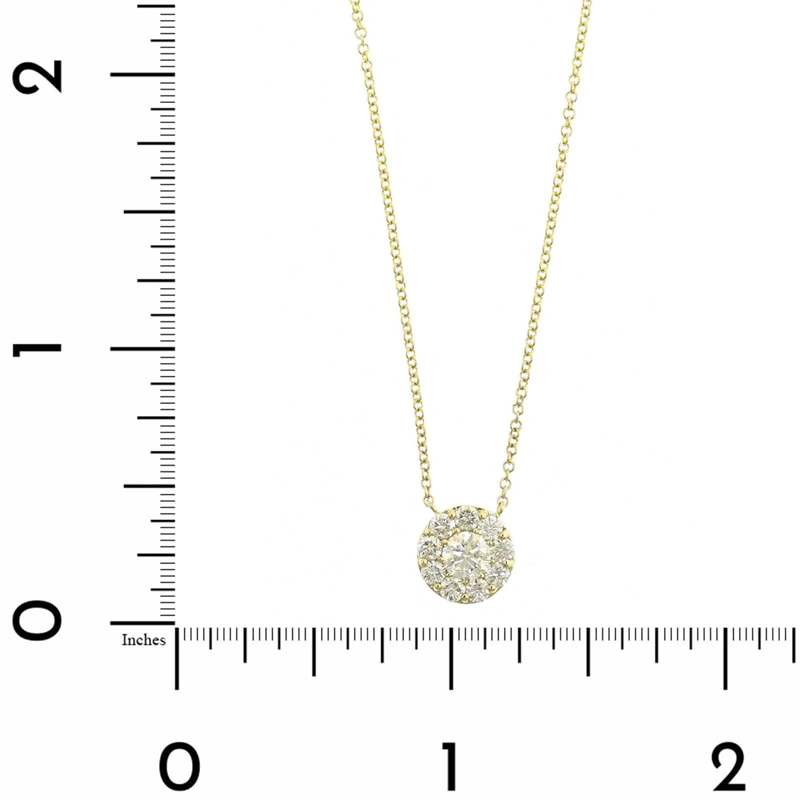 14K Yellow Gold Diamond Cluster Pendant Necklace - Image 4