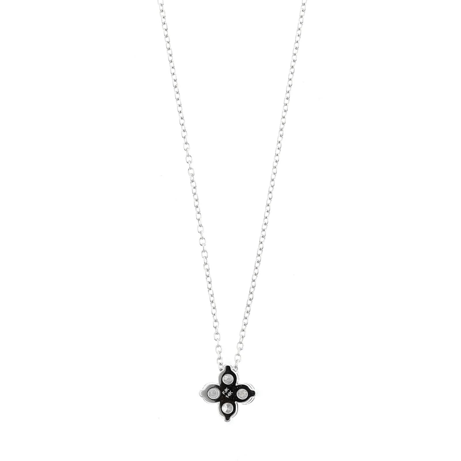 14K White Gold 4 Stone Diamond Cluster Pendant Necklace - Image 2