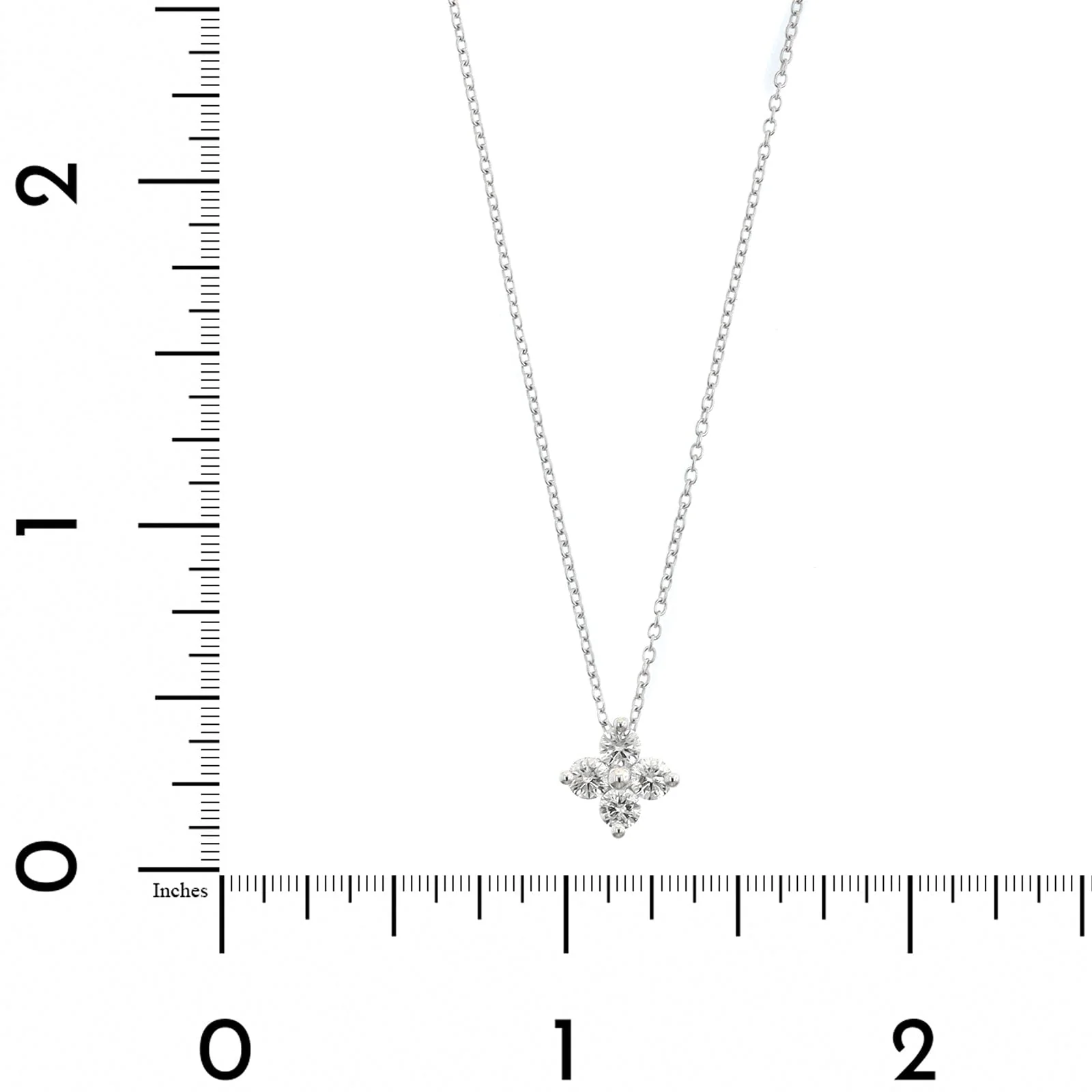 14K White Gold 4 Stone Diamond Cluster Pendant Necklace - Image 4