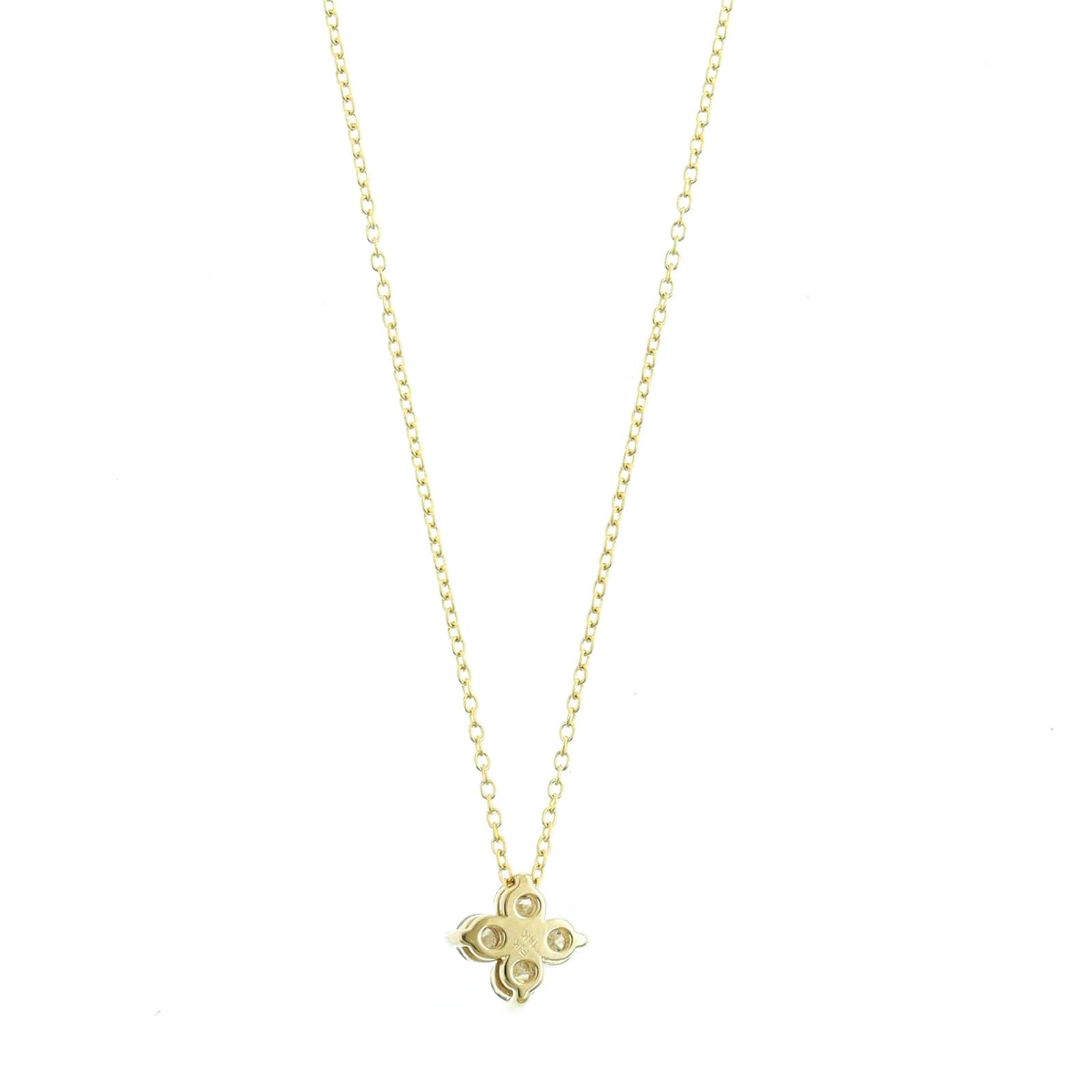 14K Yellow Gold 4 Stone Diamond Cluster Pendant Necklace - Image 2
