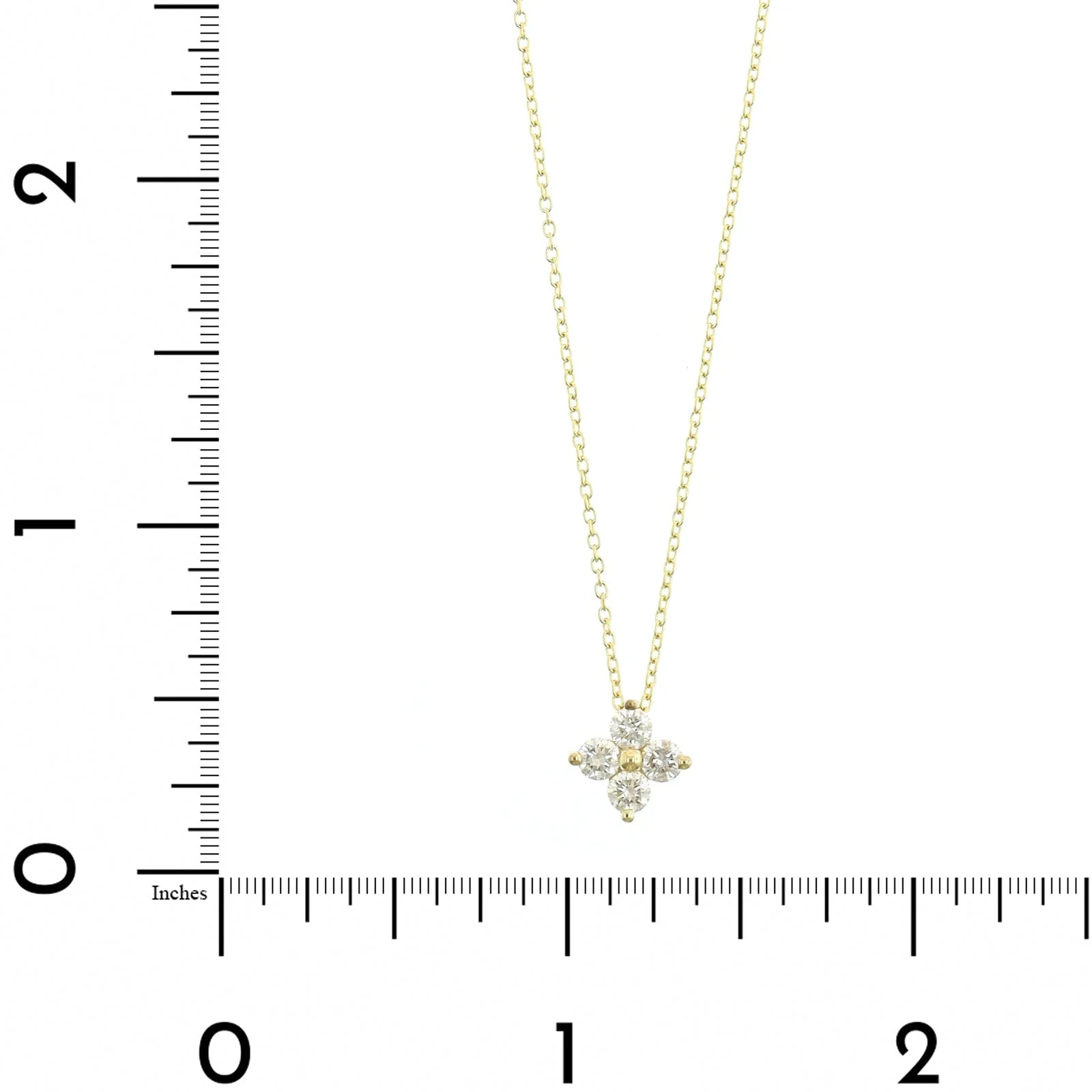 14K Yellow Gold 4 Stone Diamond Cluster Pendant Necklace - Image 4