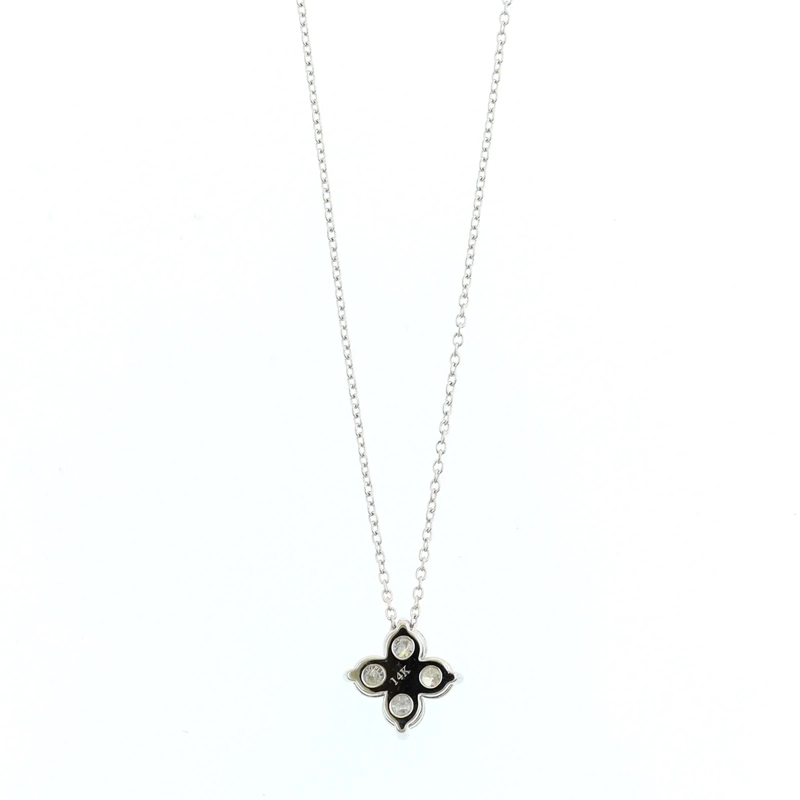 14K White Gold 4 Stone Diamond Cluster Pendant Necklace - Image 2