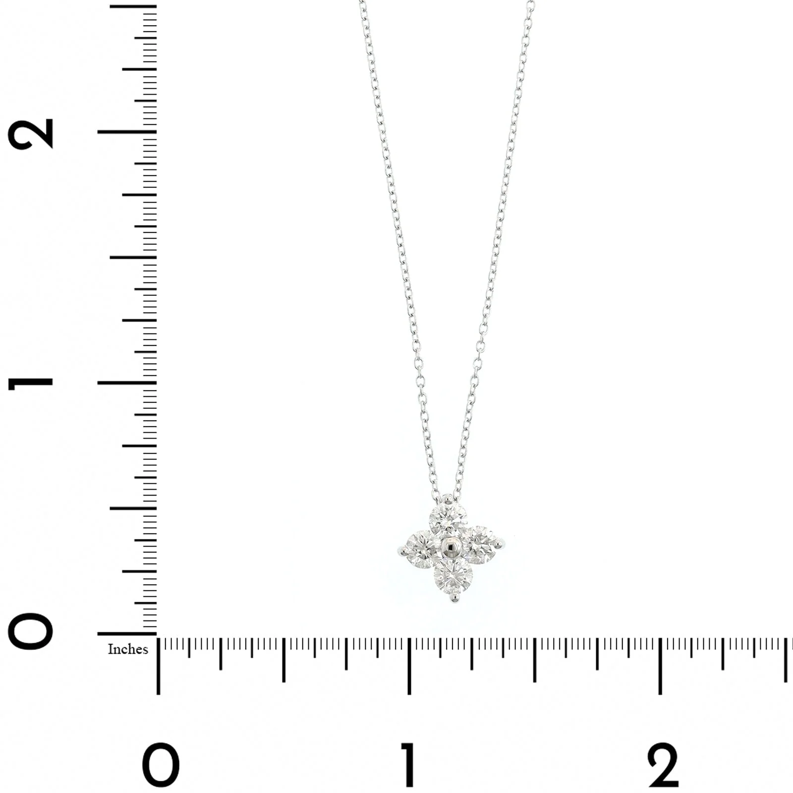 14K White Gold 4 Stone Diamond Cluster Pendant Necklace - Image 4