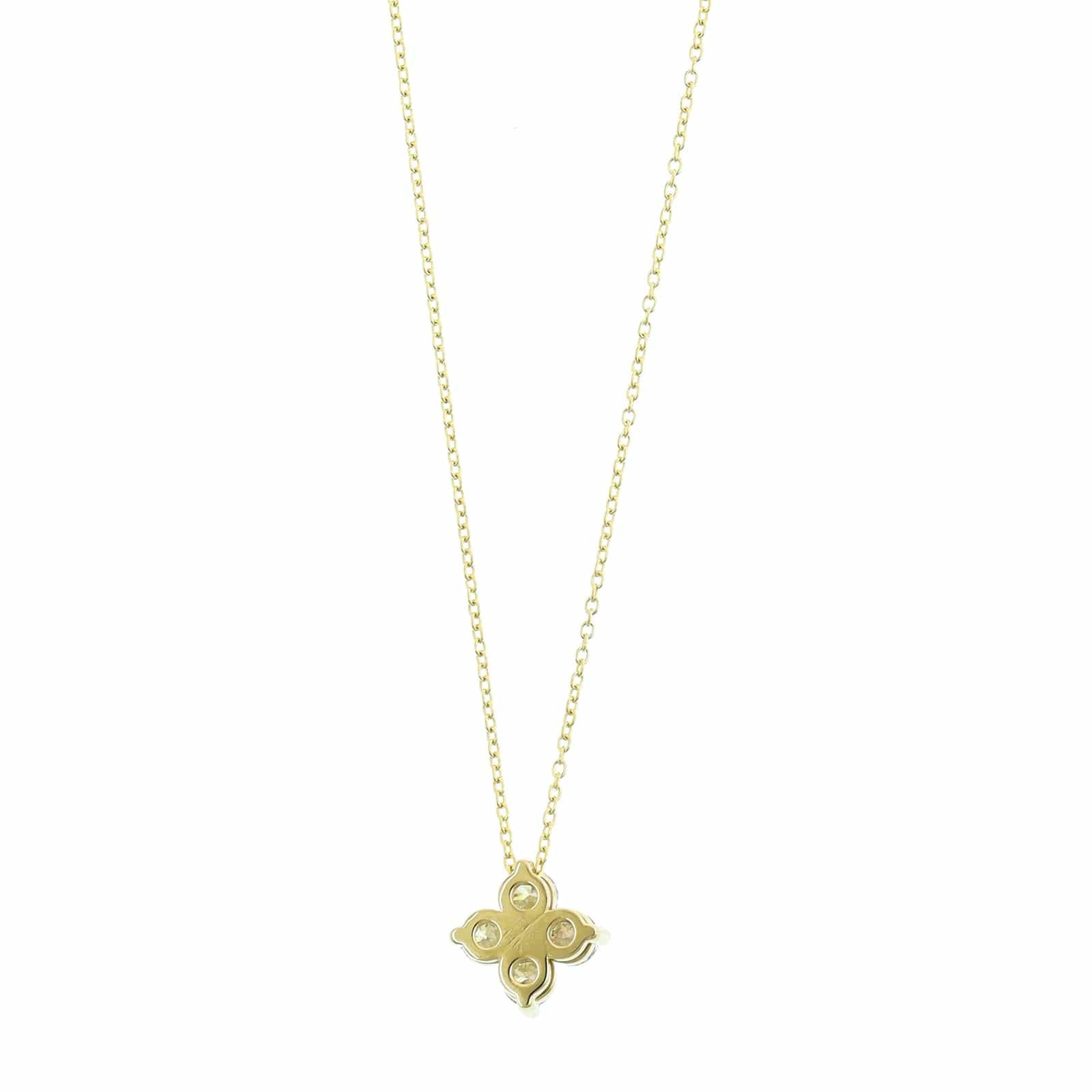 14K Yellow Gold 4 Stone Diamond Cluster Pendant Necklace - Image 2