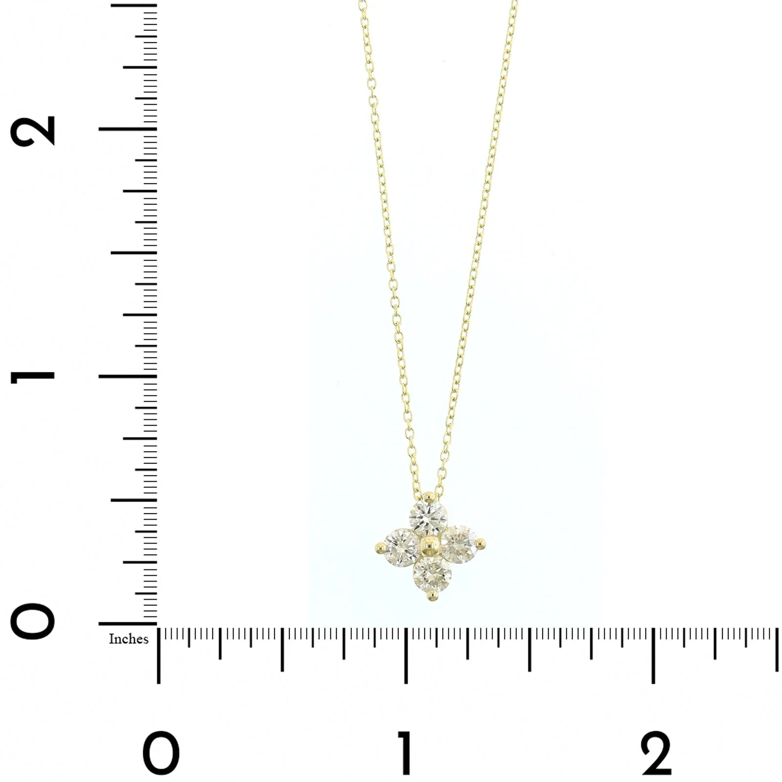 14K Yellow Gold 4 Stone Diamond Cluster Pendant Necklace - Image 4