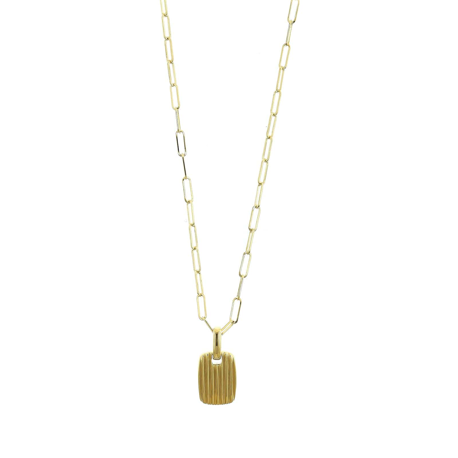18K Yellow Gold Petite Diamond Dog Tag Pendant Necklace - Image 2
