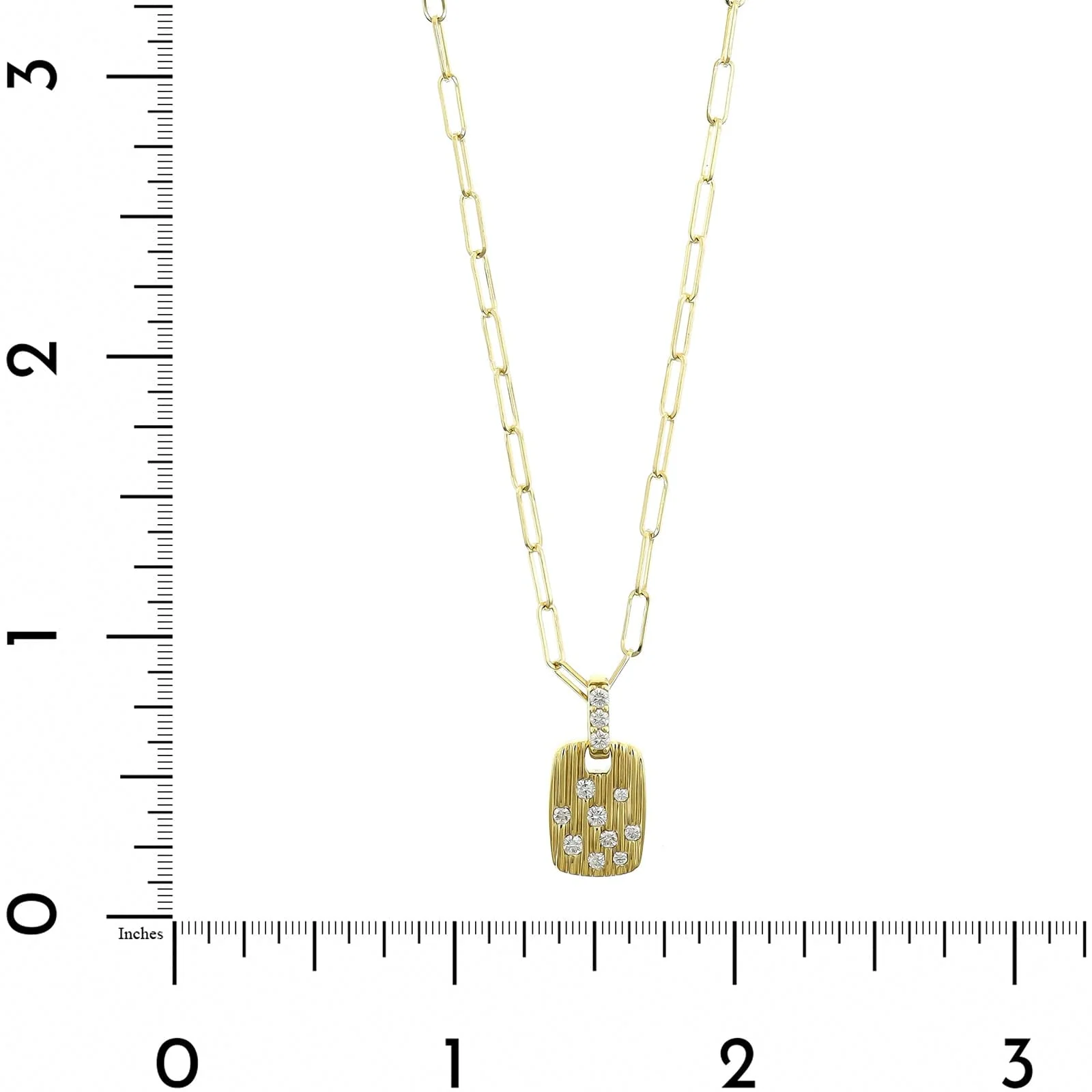 18K Yellow Gold Petite Diamond Dog Tag Pendant Necklace - Image 4